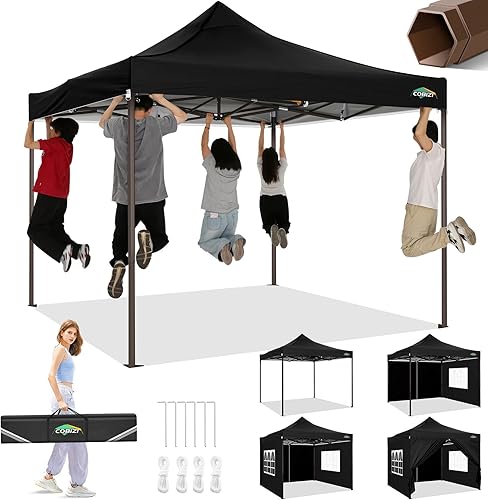Miniatura 17 de COBIZI Carpa con Toldo 10x10 Pop Up, Toldo de Fácil Instalación con Paredes Laterales Impermeable y UPF 50+, Carpa Instantánea Comercial de Servicio
