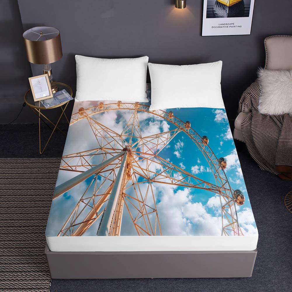Drap housse 140x200 bonnet 30cm Chickw1 bleu protection matelas microfibre