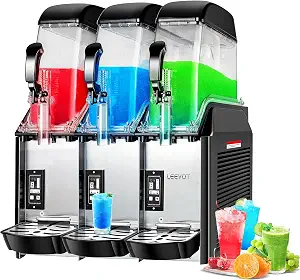 Commercial Slushy Machine - Triple Tank 3x 3.2 Gallon Frozen Drink Maker, 1100W/110V, for Restaurants, Cafes & Bars