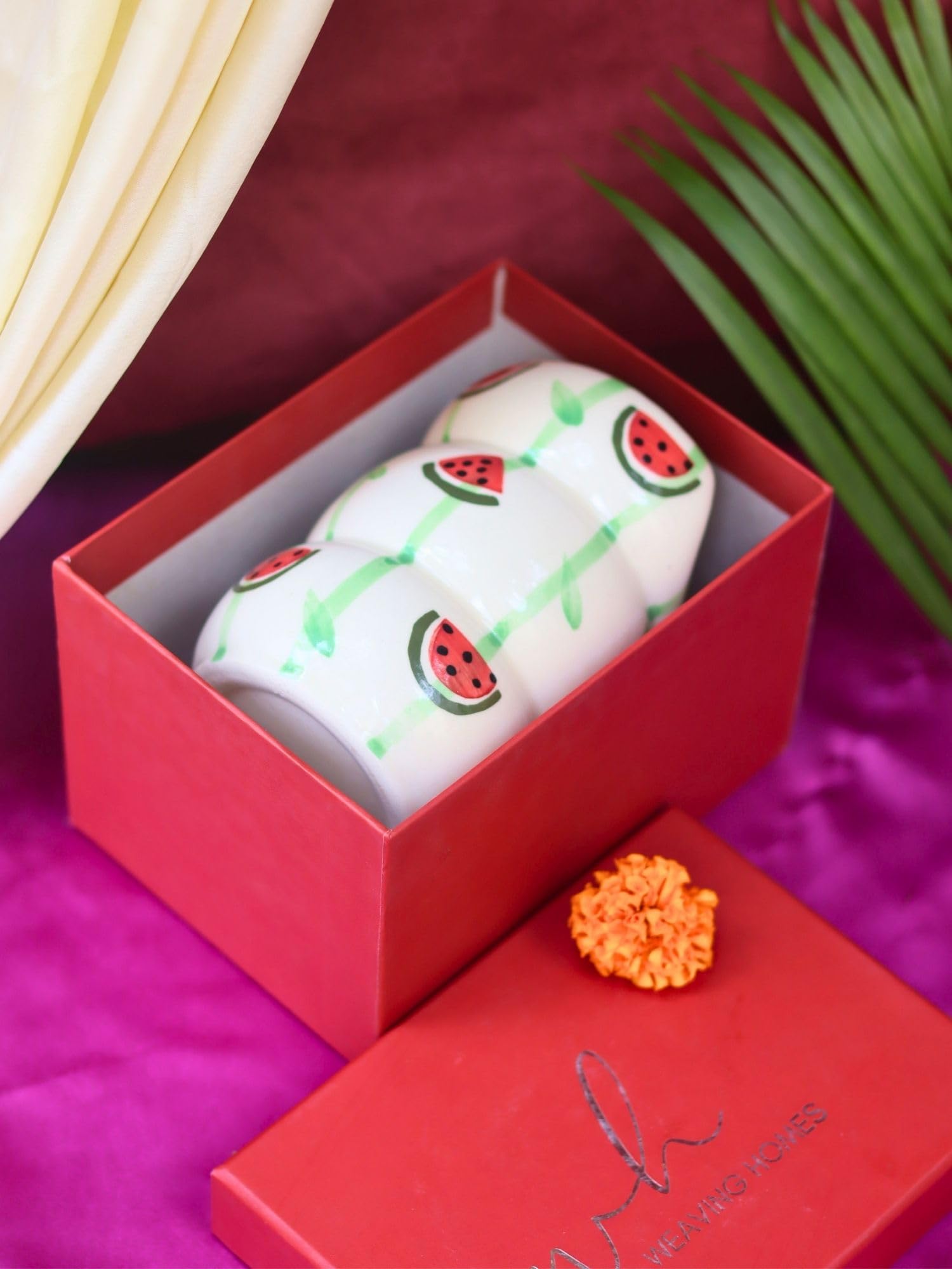 WEAVING HOMES Set of 1 Melon Sipper (350ml) in a Gift Box Microwave & Dishwasher Safe-image-1
