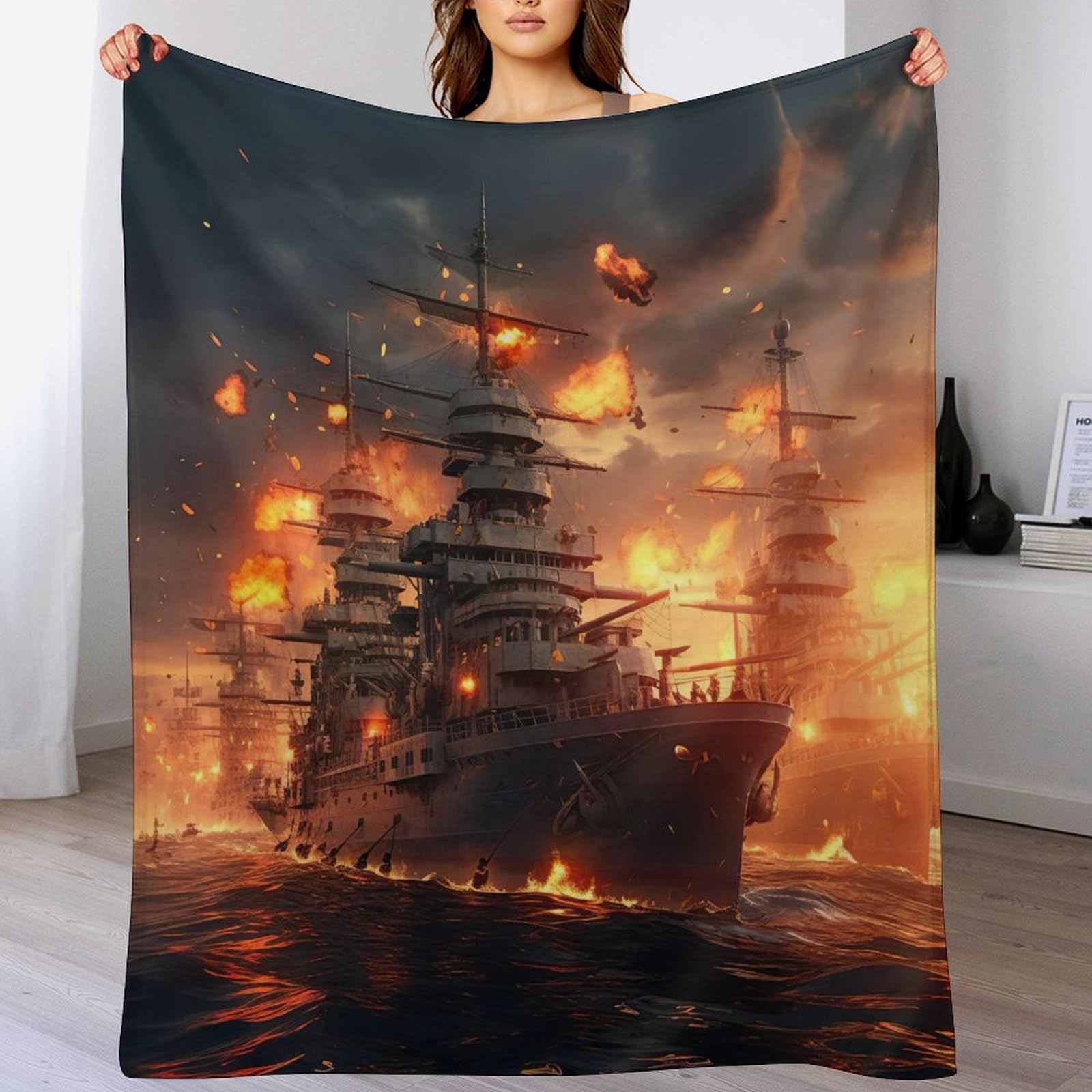 Couvertures toutes saisons en flanelle navire de guerre pour vos soirées cocooning au lit