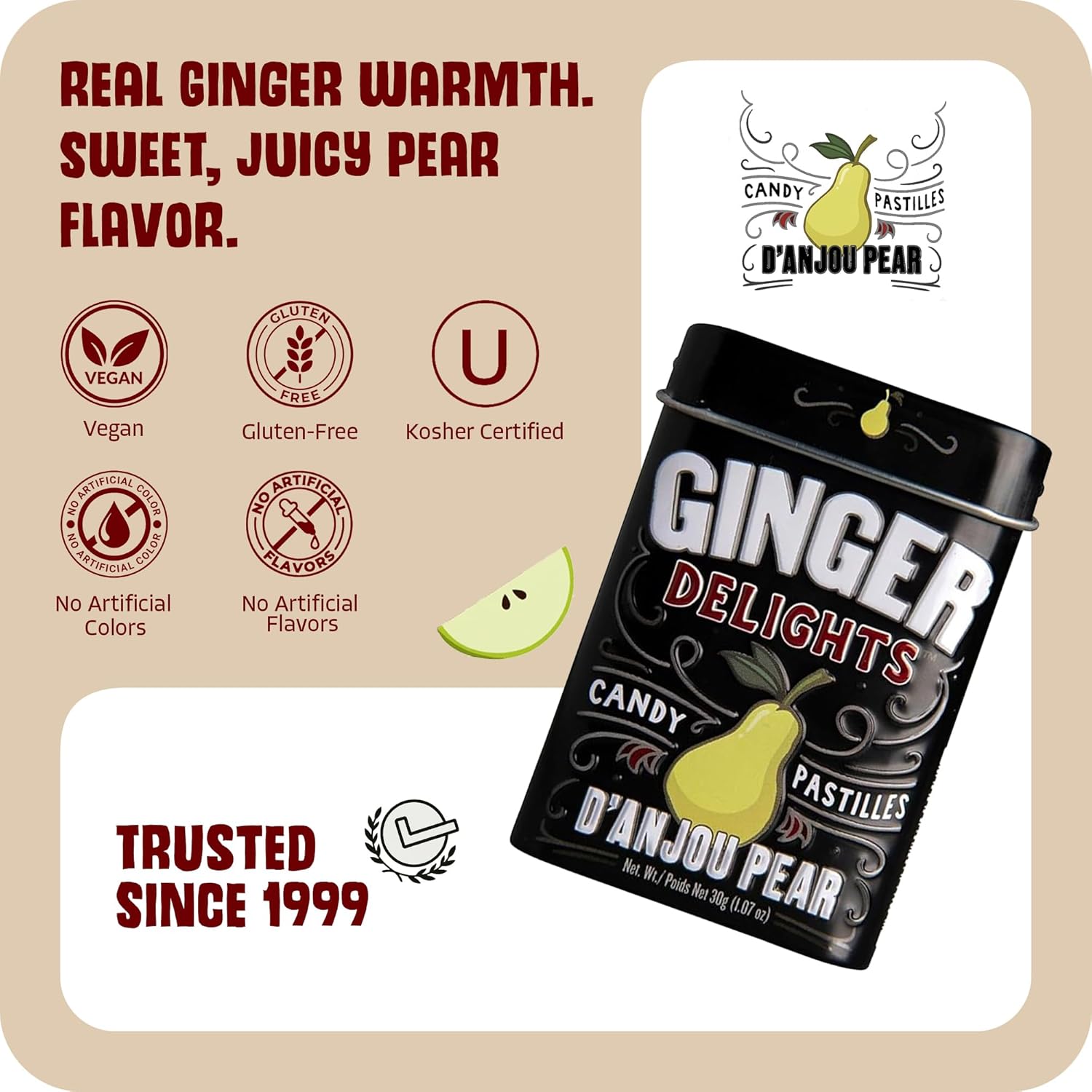 Big Sky Ginger Delights D'Anjou Pear Mints - Pack of 12