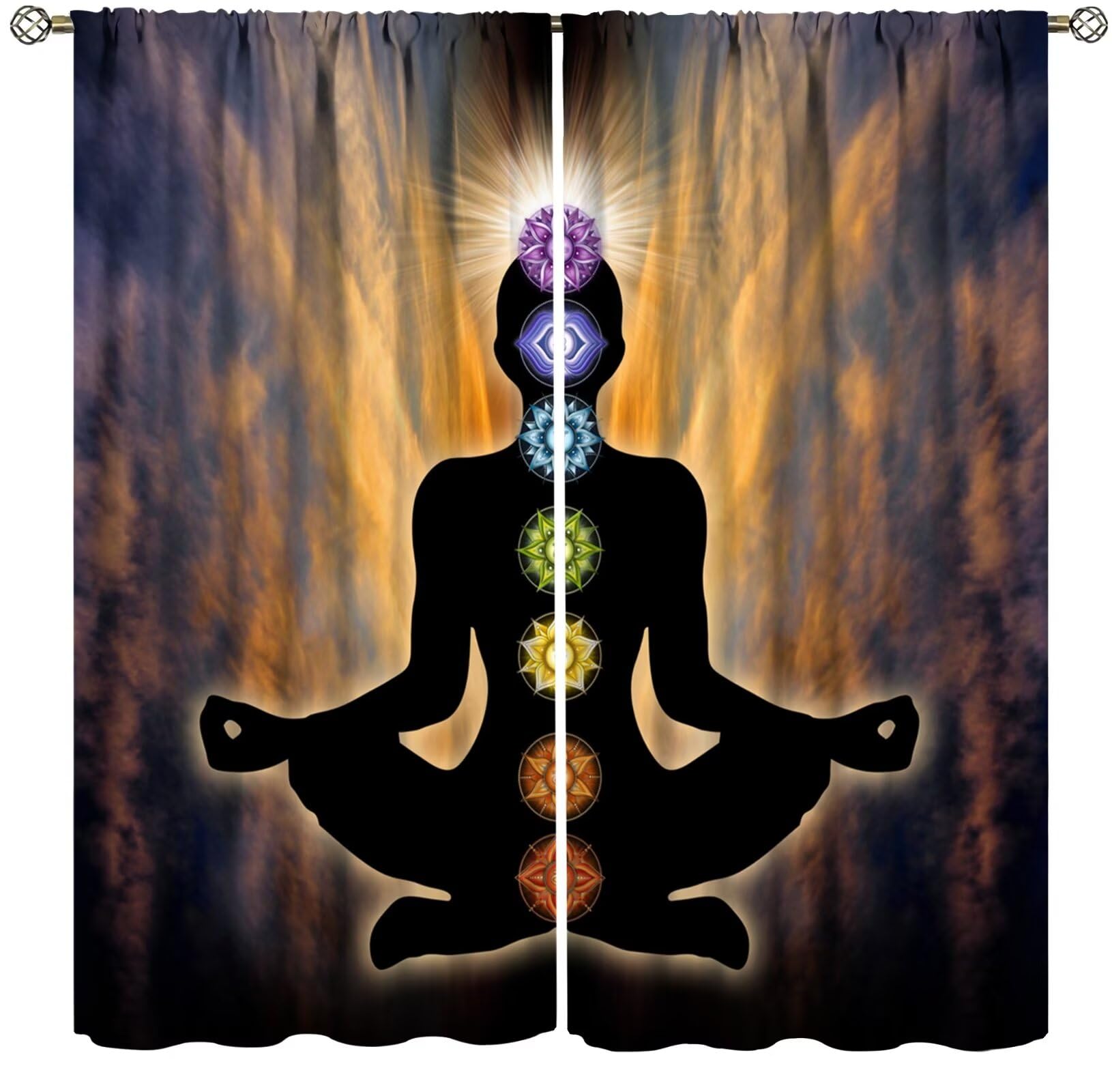 ZhiRain Chakra Spiritual Curtains Yoga Room Lotus Zen Hippie Mandala Curtain with Rod Pocket for Bedroom Living Room Home Decor Drapes Thermal