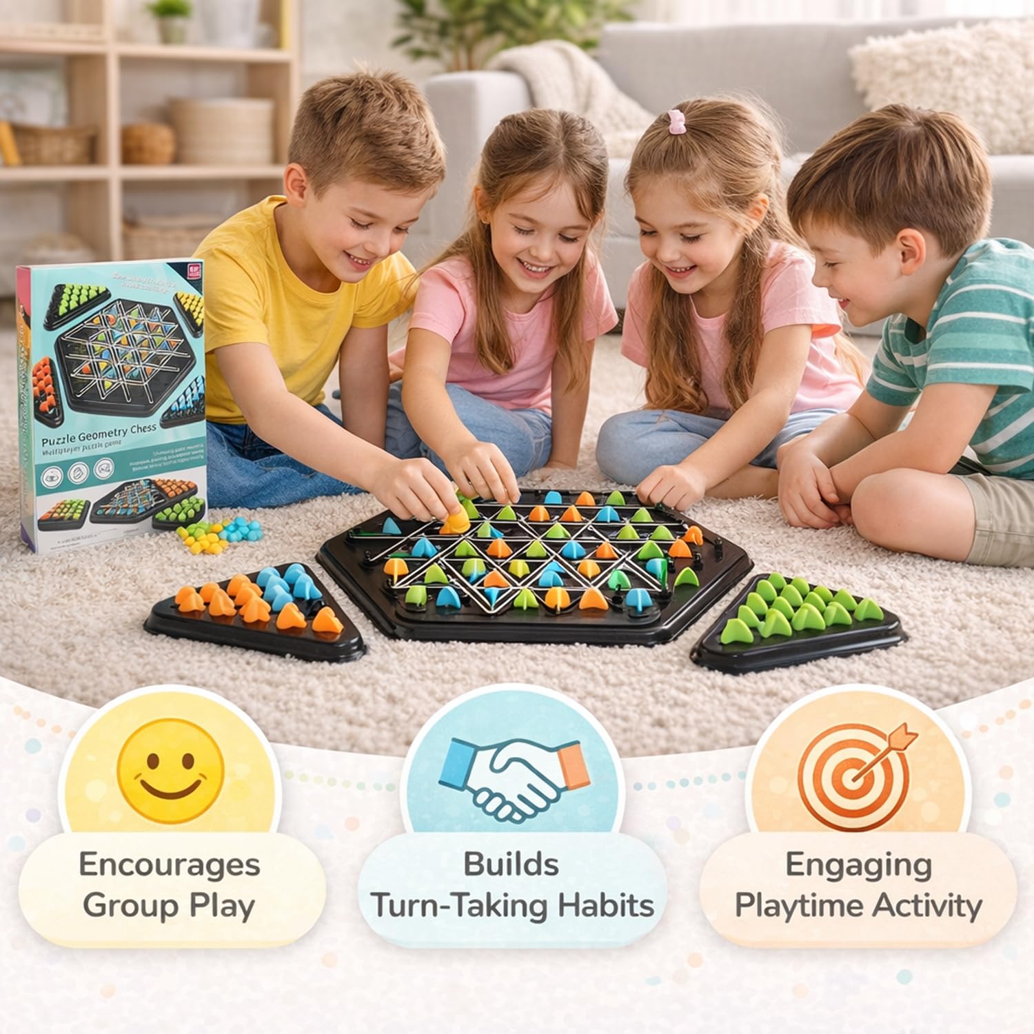 SIGNAMIO Puzzle Geometry Memory Chess Triangle Strategy Board Games for 6 to 10+ Years for Families and Games for Adults at Home Kids and Teens 3