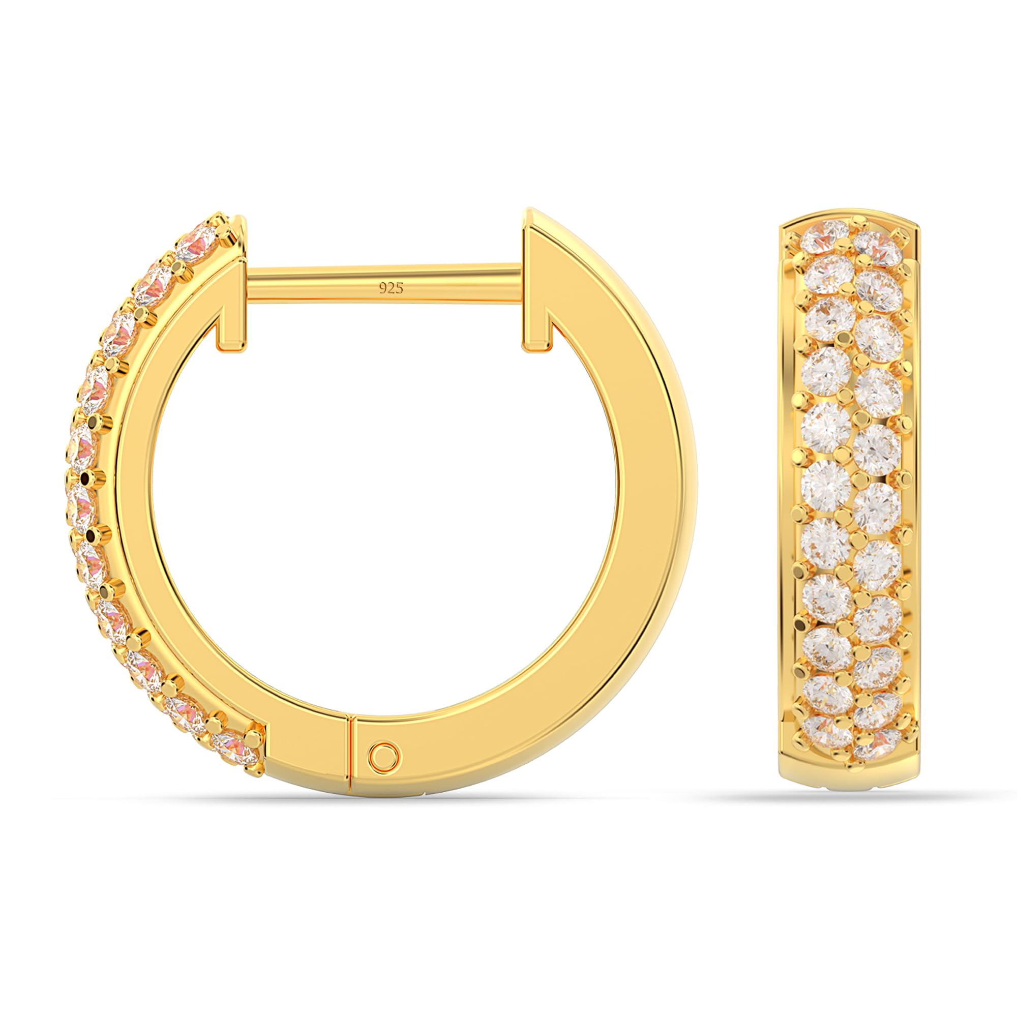 truesilver acpl 925 Sterling Silver 14K Gold Plated Hoop Earrings for Women Hypoallergenic SMALL Cubic Zirconia Hoops for Teen 12 MM-picture-35