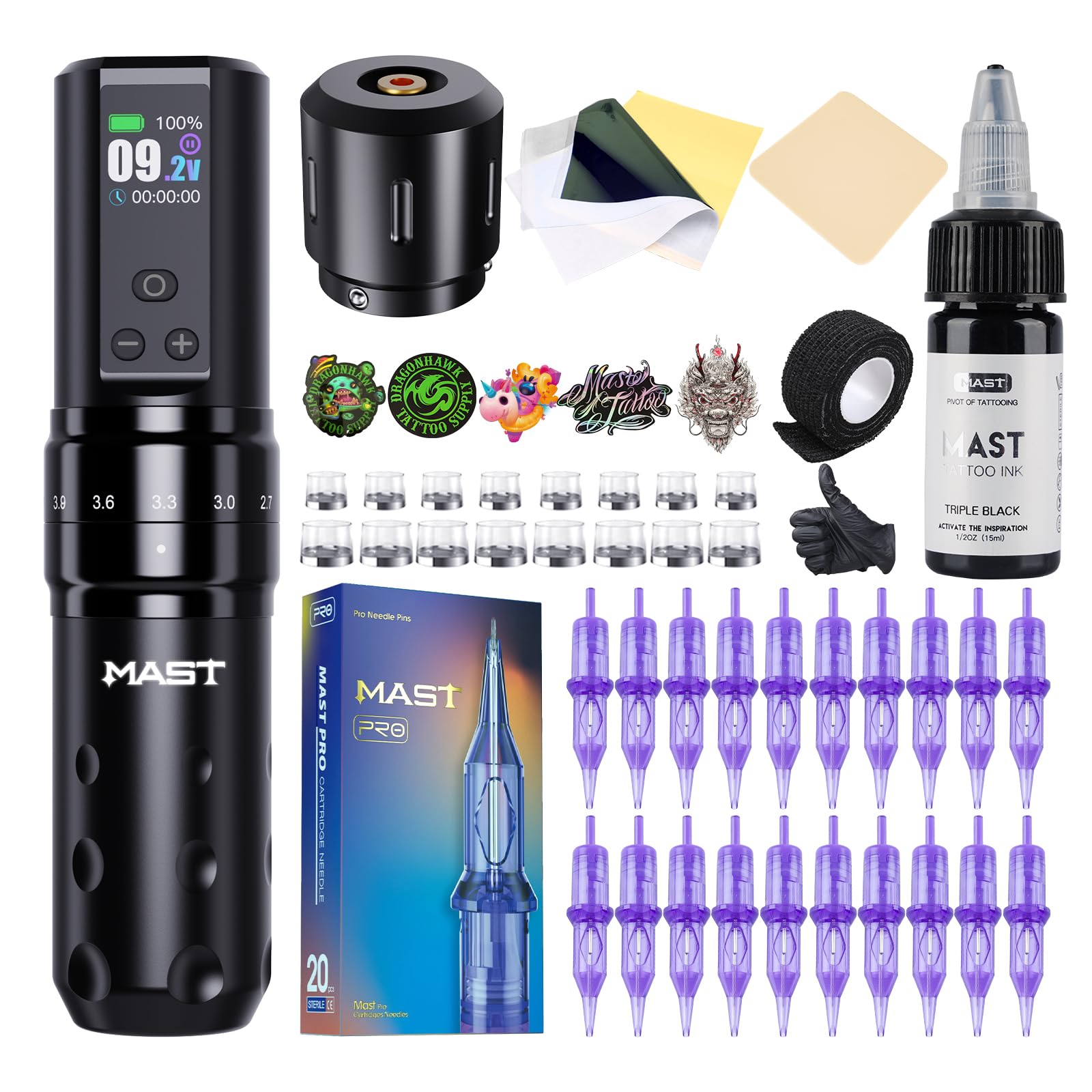Amazon.com: Mast Tattoo Fold2 Pro Cordless Tattoo Gun Kit 7