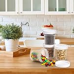 Peohud 20 Pack Ice Cream Containers,10 Oz Plastic FreezerJam Container, Food Storage Jar with Screw Lid, Leak Proof Takeout Container, Reusable Pudding Cups for Fruit, Dessert, Sundaes, Soup, BPA Free