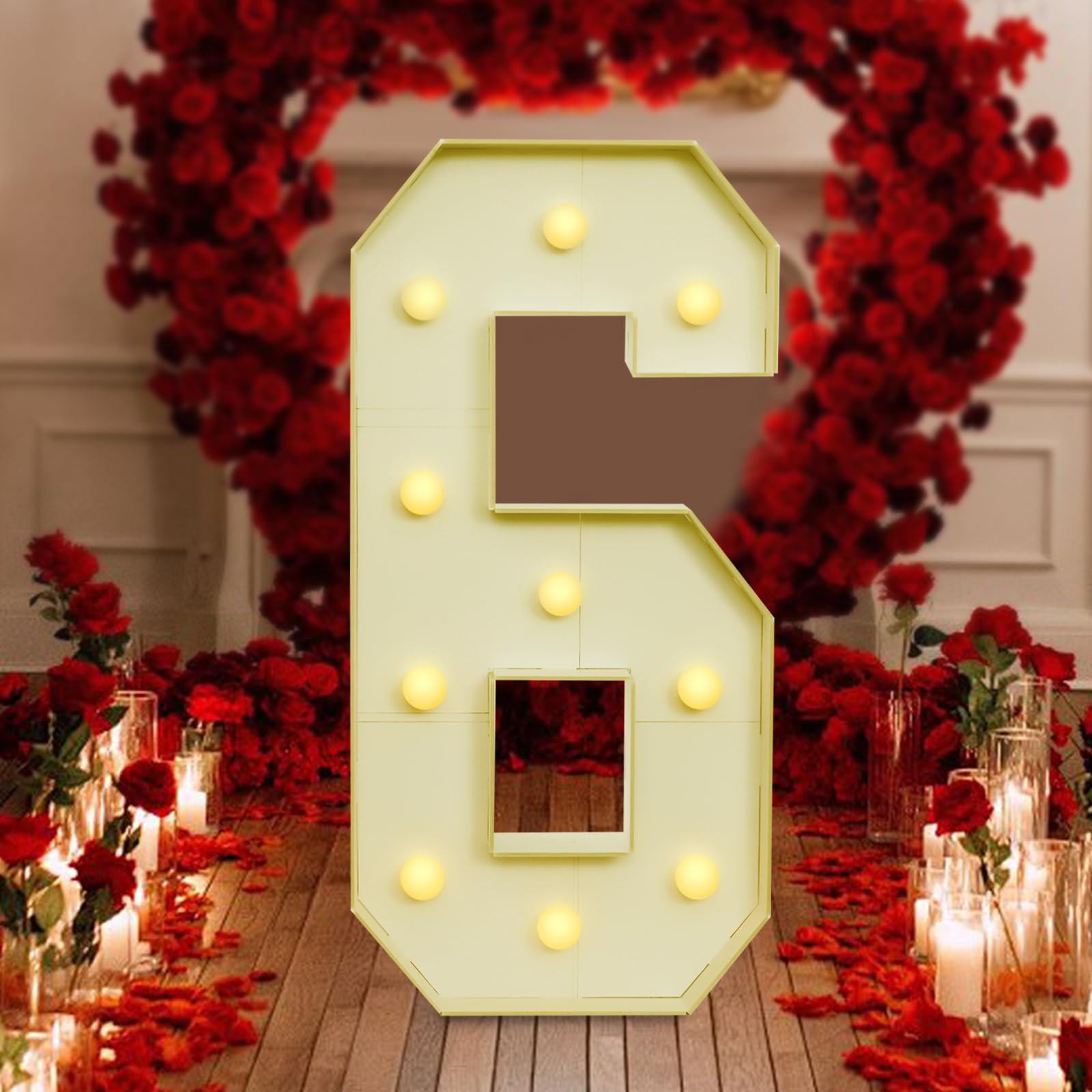 Lampada a LED con numeri illuminati 0 1 2 3 4 5 6 7 8 9 – Luce bianca calda, 10 LED, decorazione di nozze per compleanni, feste, matrimoni, vacanze, casa e bar, grande, 100 cm (6)