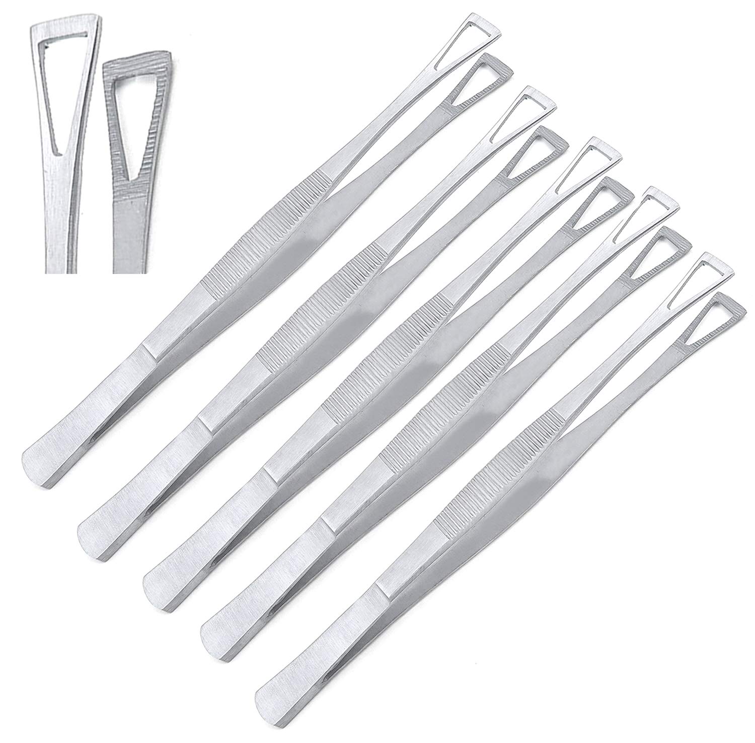 5 Pcs 6" Triangle Pennington Un-Slotted Tweezer Body Piercing Tools