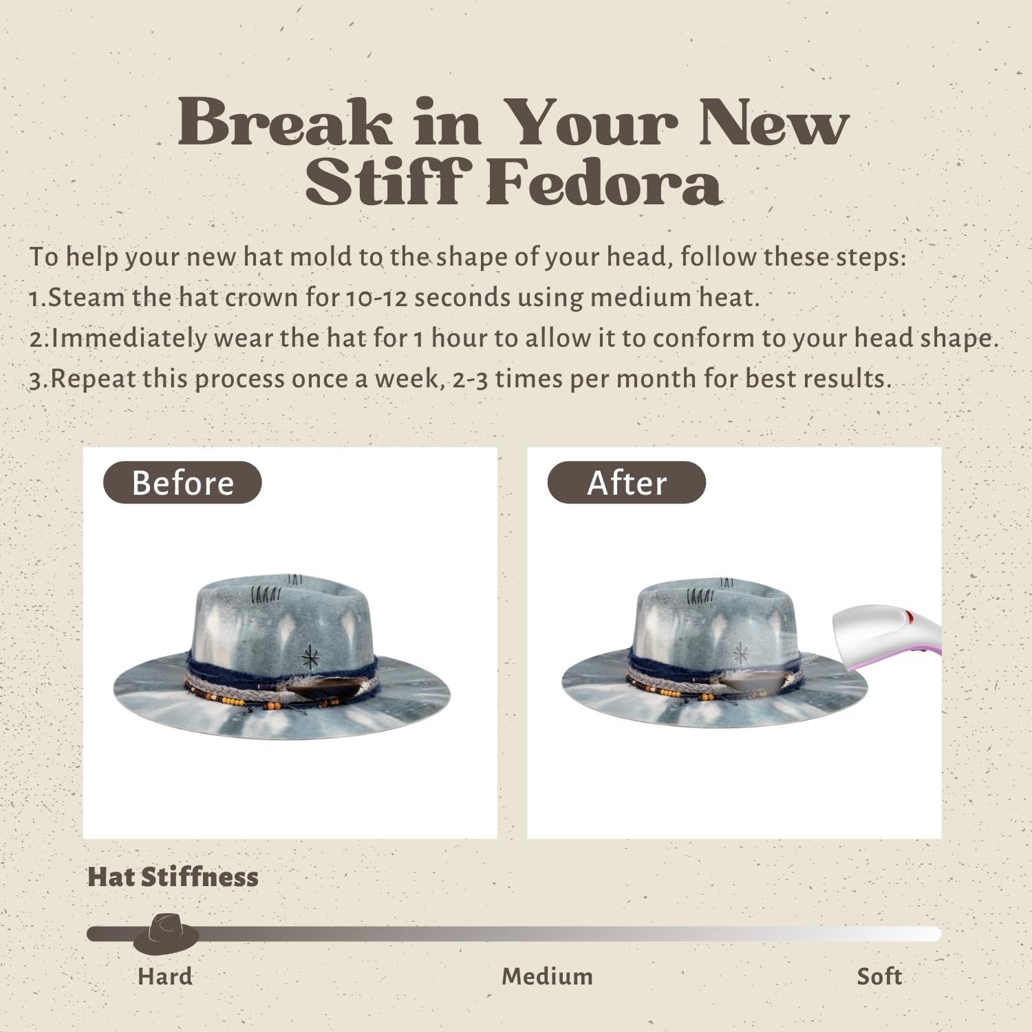 RUEDIGER Vintage Wide Brim Fedora Hats 100% Wool Stiff Felt Hat Rancher Hat with Lightning Logo Handmade Distressed/Burned - Image 7