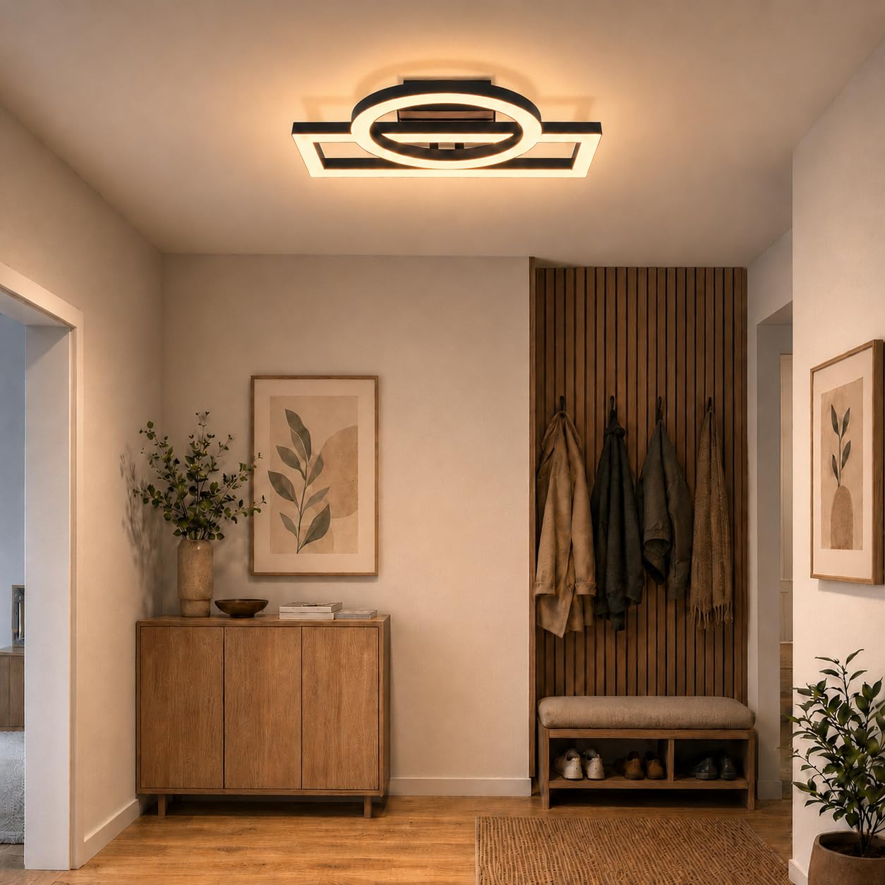 ZMH Deckenlampe Wohnzimmer LED Deckenleuchte Schwarz 34,5 cm Küchenlampe