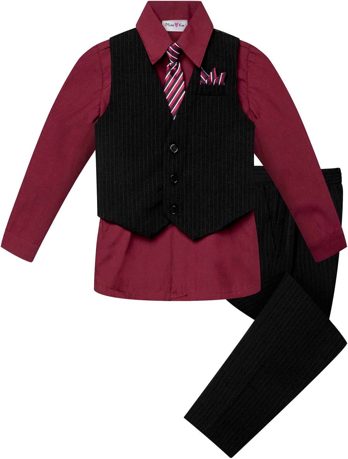 Baby and Big Boy's 4 Piece Pinstripe Vest Suit Set (Size S to 20)