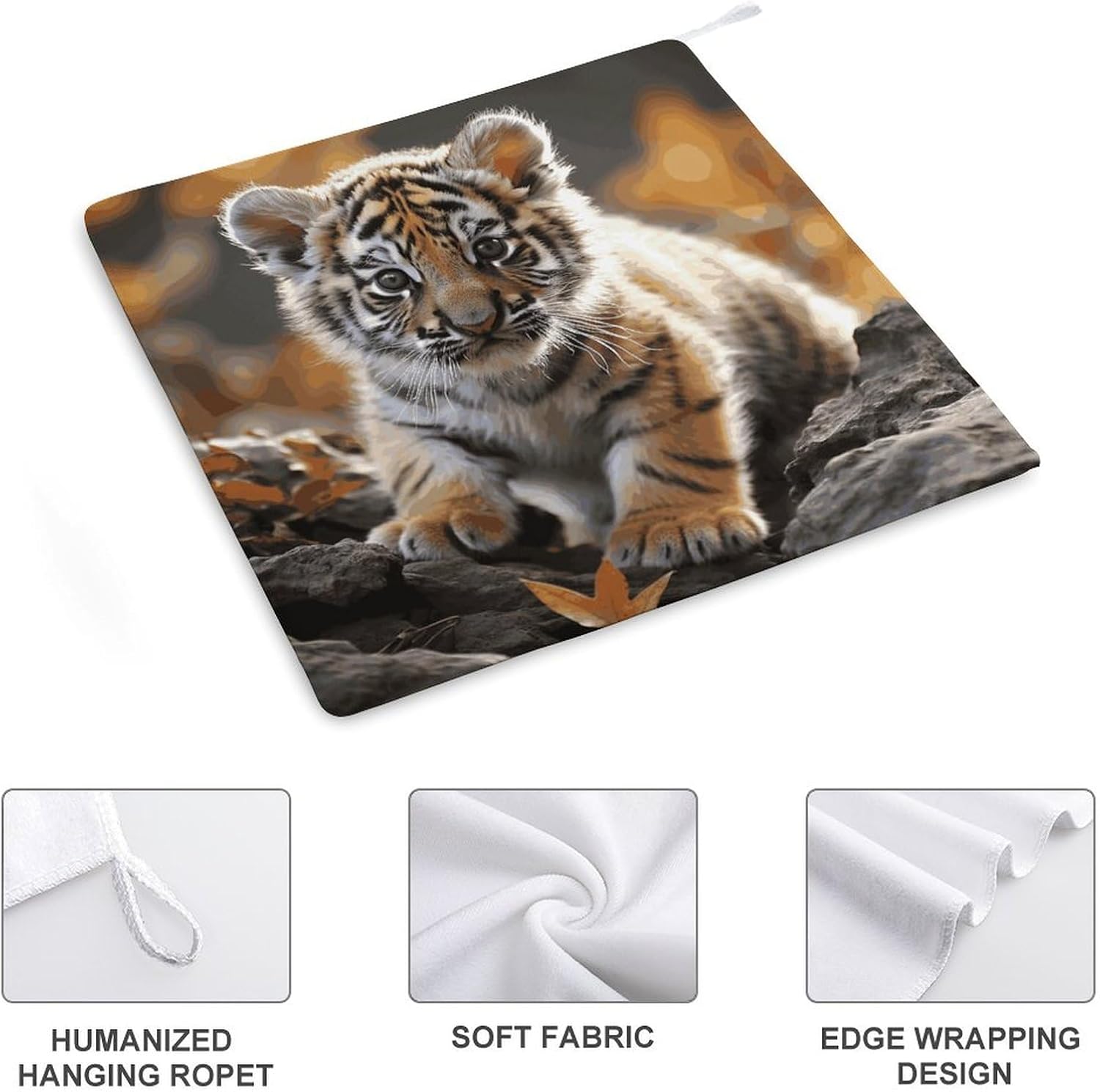 1PCS Kitchen Towels Set Super Absorbent Dish Towels 12 X 12 Inches Multipurpose Dishcloth Cute Tiger Hand Towel Microfiber Cleaning Cloth for Cooktop Dishes Sinks Dishcloths image 3