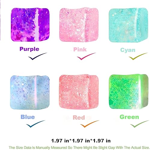 Vista 19 de Paquete de 3 cubos esponjosos con purpurina, juguetes para la ansiedad para niños, cubos de gel para estrés de crecimiento lento para adultos, cubos