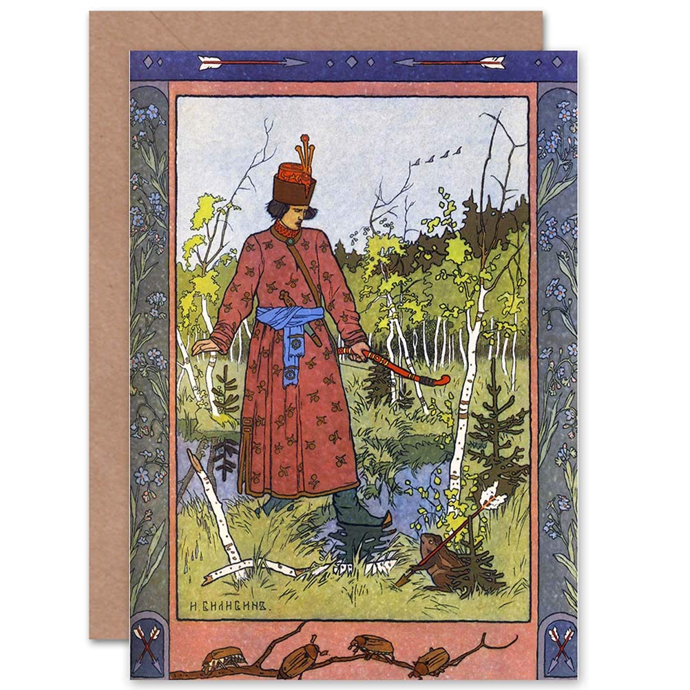 Wee Blue Coo CARD GREETING GIFT PAINTING ILLUSTRATION FOLKLORE RUSSIA BILIBIN FROG PRINCESS