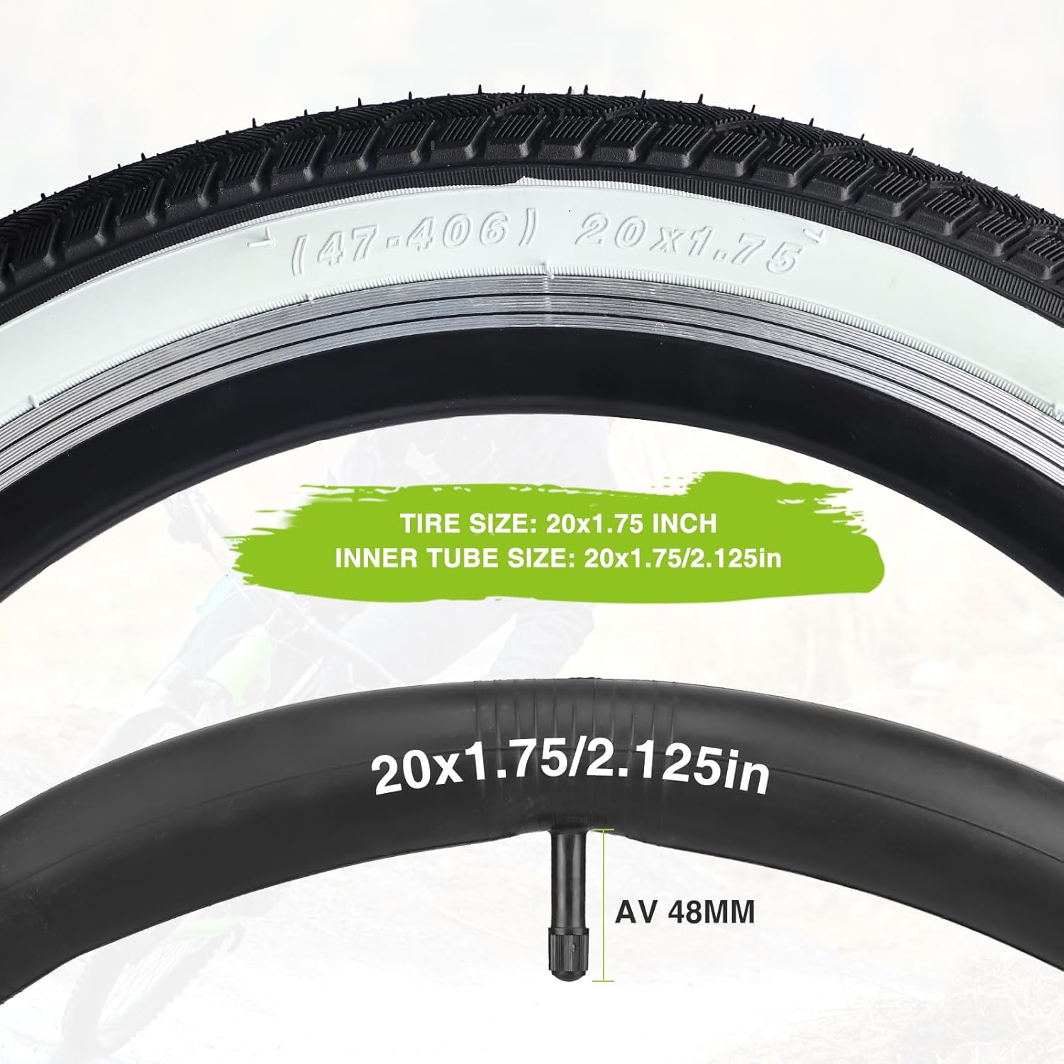20/24/26 x 1.75 Inch Bike One/Two Pack Bicycle White Wall Side Black Tires Folding Bead Tires with/Without Inner Tubes Compatible with 20"/ 24"/ 26" City Bike, Lady Bicycle, Cruiser Bikes, Tricycles