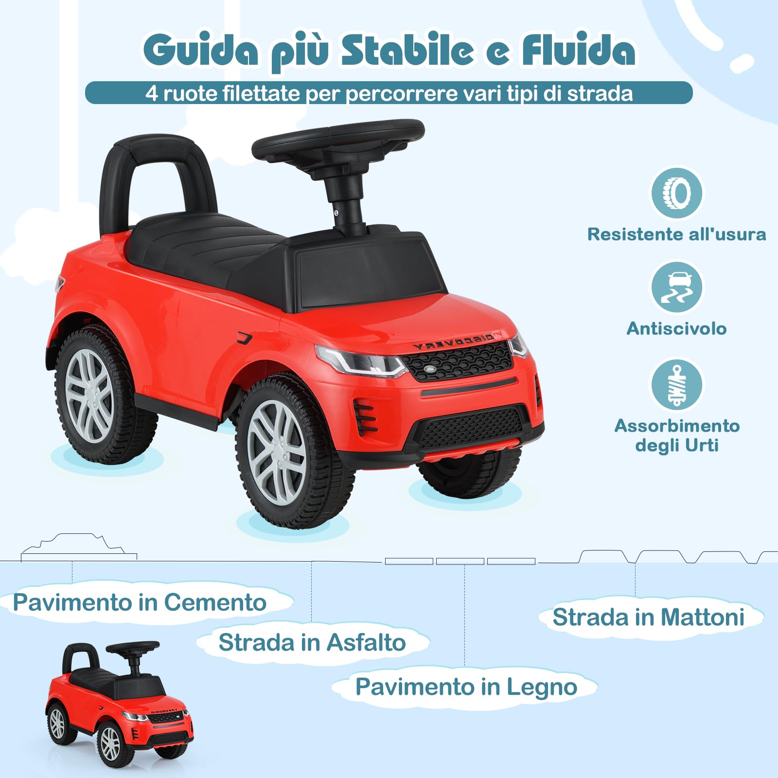 COSTWAY Macchinina Cavalcabile per Bambini, Macchina a Spinta con Clacson, Suoni del Motore e Spazio di Stoccaggio, Auto Giocattolo per Bambini da 1-3 Anni (Rosso)