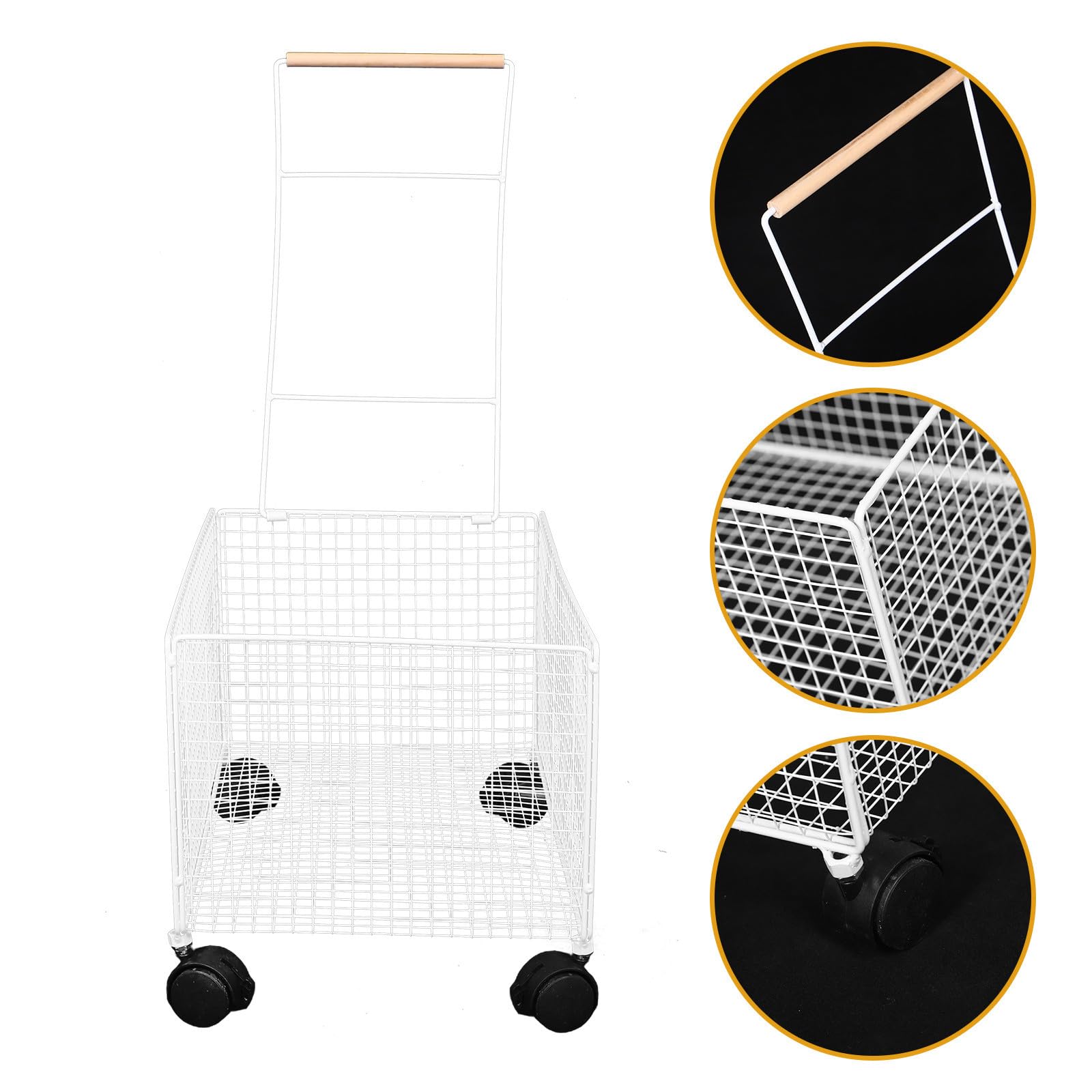 Großer Weißer Wäschekorb aus Eisen mit Rollen für Schlafzimmer und Haushalt Große Kapazität Leicht Beweglich und Minimalistisch im Design