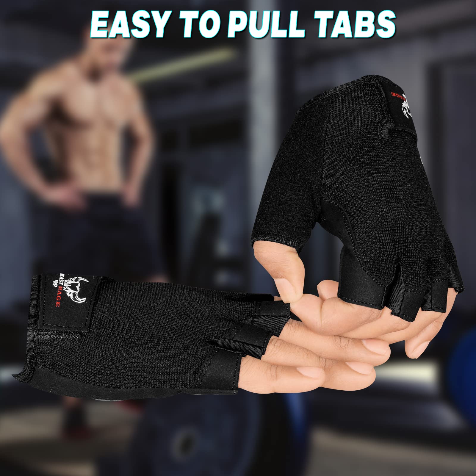 BEAST RAGE Gants De Musculation Homme Et Femme - Antidérapants, Rembourrés, Confortables