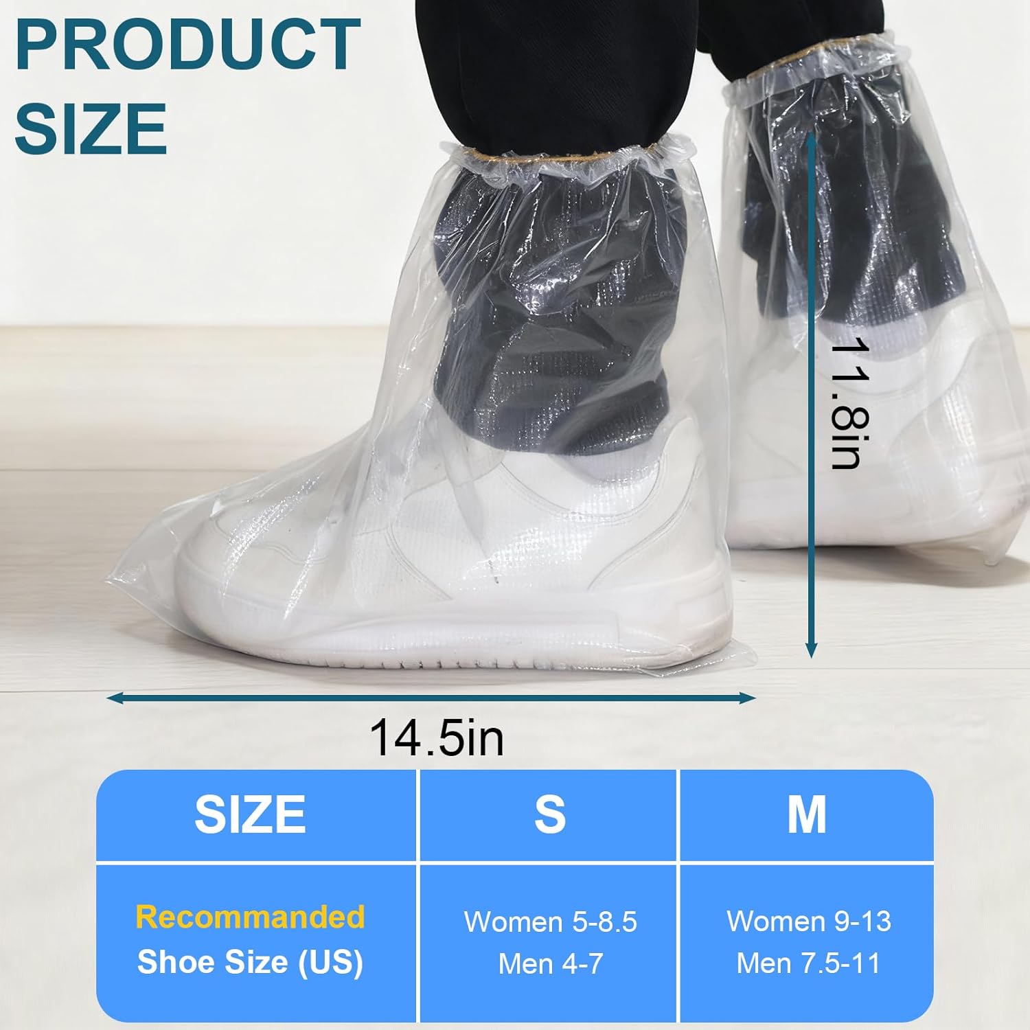 24Pcs Waterproof Shoe Covers for Rain - Disposable Plastic Rain Shoe Covers - Non-Slip Indoor Outdoor Rain Cover for Shoes,Plastic Overshoes for Men Women (clear, Medium) - Image 2