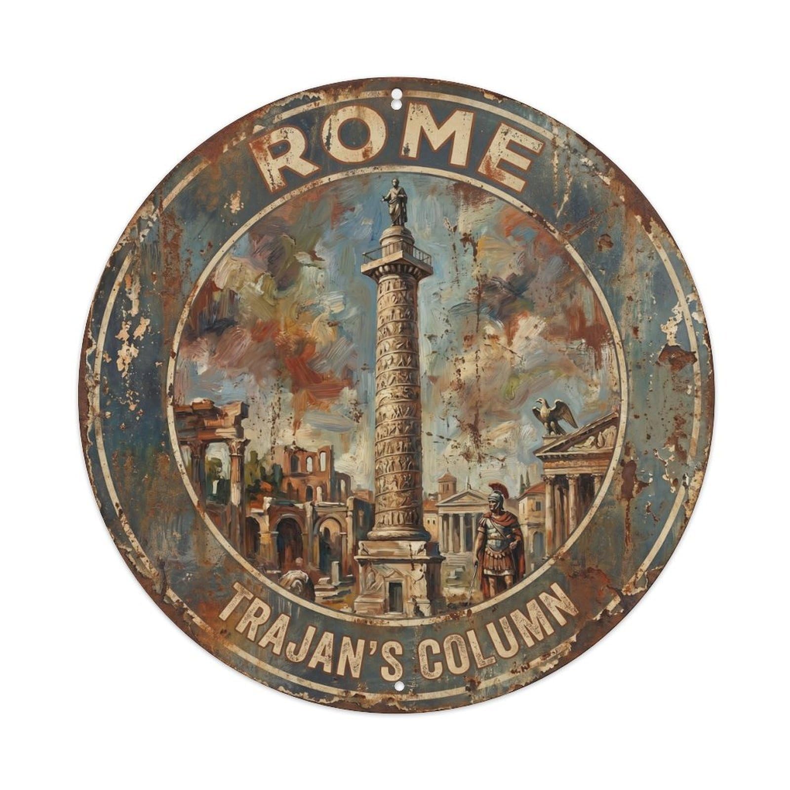Rome Italy Trajans Heritage City Travel Classic Metal Tin Sign