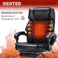 Vista 4 de Massage Office Chair with Foot Rest 6 Points Vibration and Heat Home Office Desk Chairs for Heavy People 400lbs Reclining Managerial Chairs