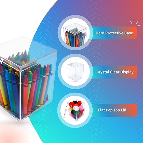 Miniatura 4 de 6 vitrinas de plástico duro transparente para coleccionables, caja de regalo transparente para recuerdos de fiesta, 3.44 pulgadas cuadradas x 4.5