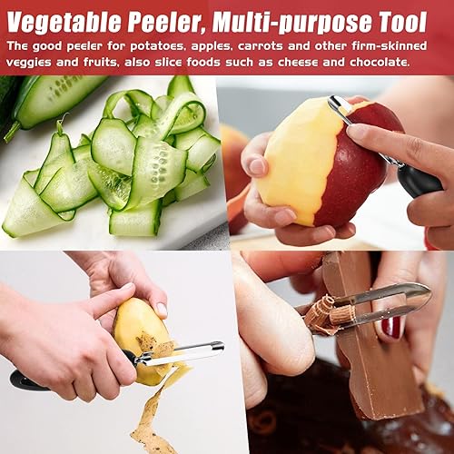 Miniatura 6 de Profesional #1071 Pelador de verduras, pelador de papas y frutas de acero inoxidable, pelador giratorio de verduras con mango ergonómico de fácil