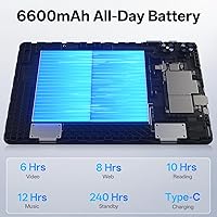 Vista 6 de Tablet de 10 pulgadas, tableta Android con procesador Octa-Core, 16GB RAM 128GB ROM 1 TB expandible, pantalla táctil IPS de 1280x800, GPS, batería