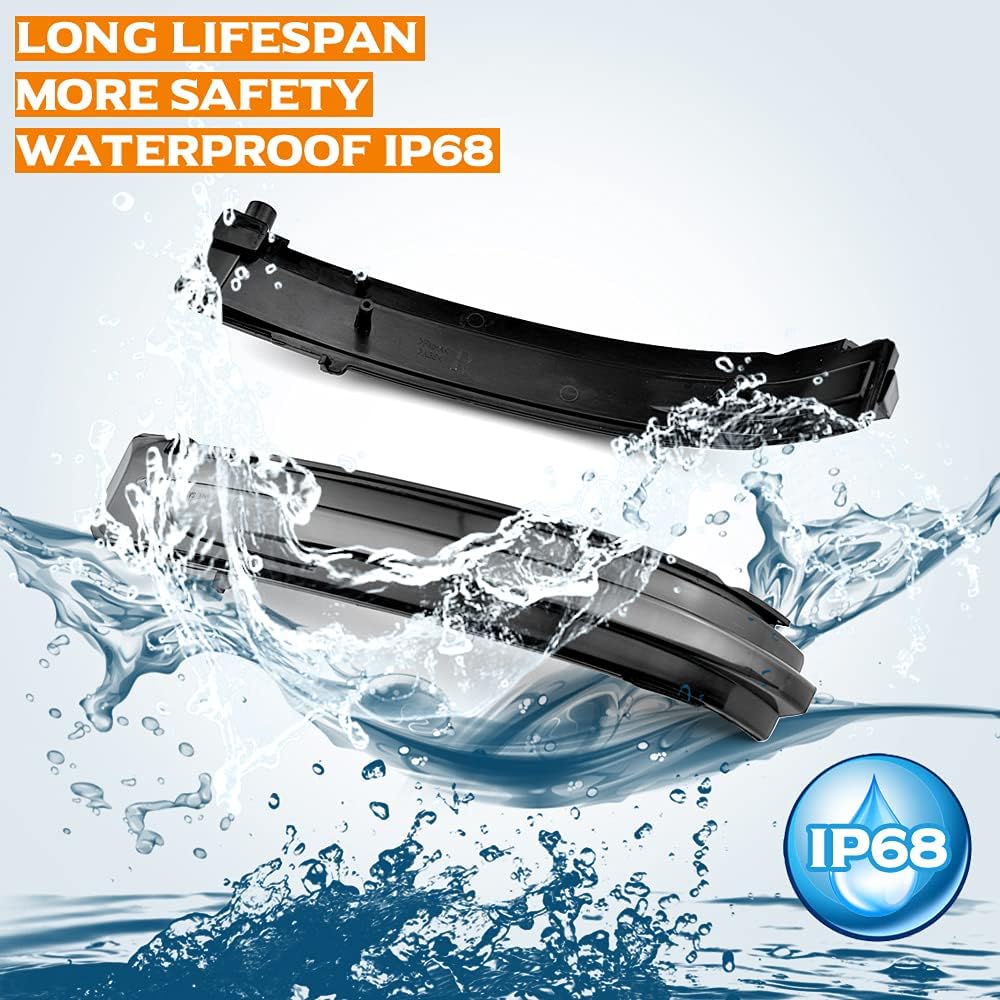 2pcs Dynamic Sequential Blink LED Side Mirror Turn Signal Light Assembly Compatible with Nis-san X-Trail T32 Ro-gue Qash-qai J11 Mu-rano Z52 Ju-ke Na-vara Path-finder