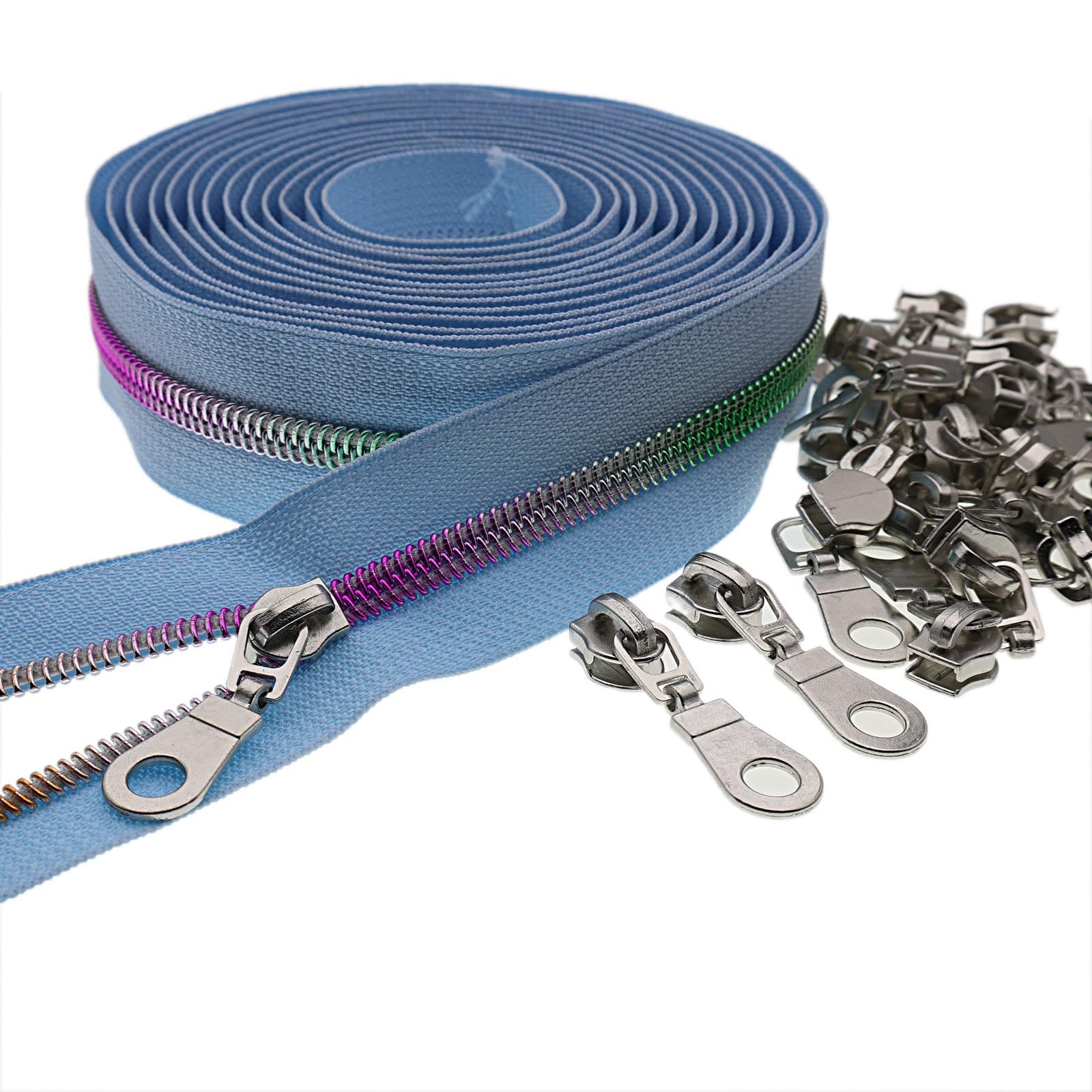 YIGUANXIN #5 Colorful Metallic Nylon Coil Zippers by The Yard with Pulls