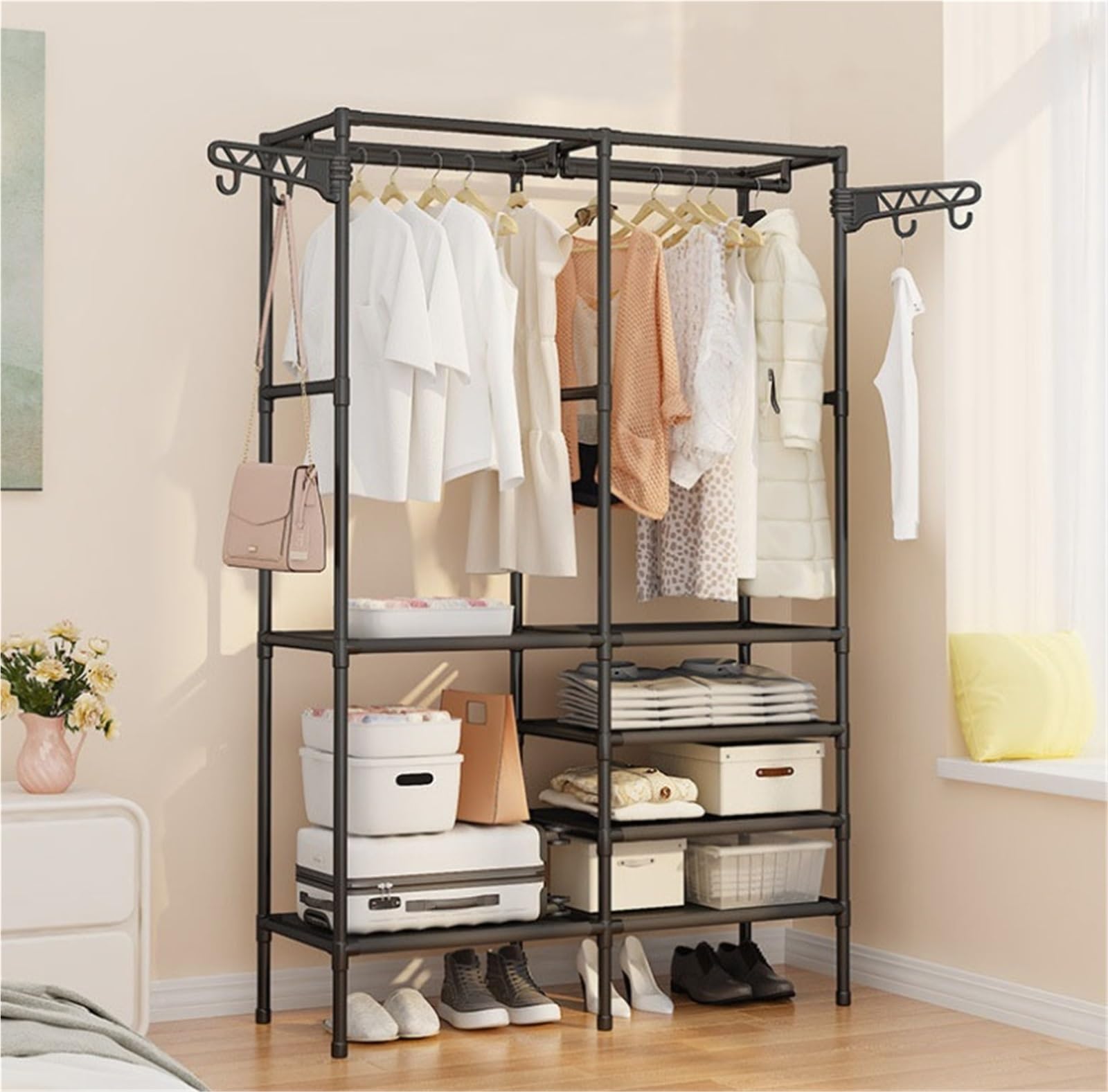 Wardrobe Closet Schrank Einfache Schränke for Aufhängen Von Kleidung Mit Hängestangen Und Lagerregalen for Den Haushalt Closet Aufbewahrungsschrank