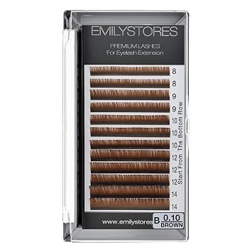 Brown Eyelash Extensions 0.10MM Lashes J B C D Curl 8-14MM Length Mix Size Brown 0.10 B