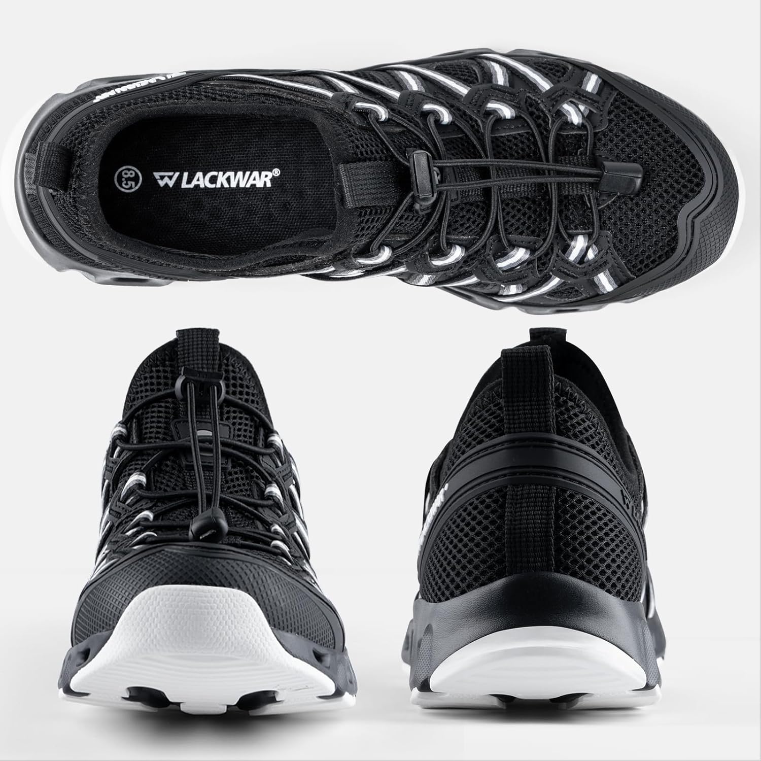 Men's Quick-Dry Water Shoes for Hiking Fishing Lightweight Water Sneakers with Non-Slip Sole Drainage Holes Breathable Mesh Zero Drop Mens Water Shoes for River