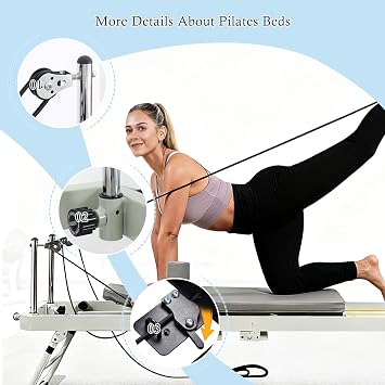 Pilates Reformer Machine for Home & Equipment, Foldable Pilates Equipment with 5 Resistance Springs for Workouts and Gym