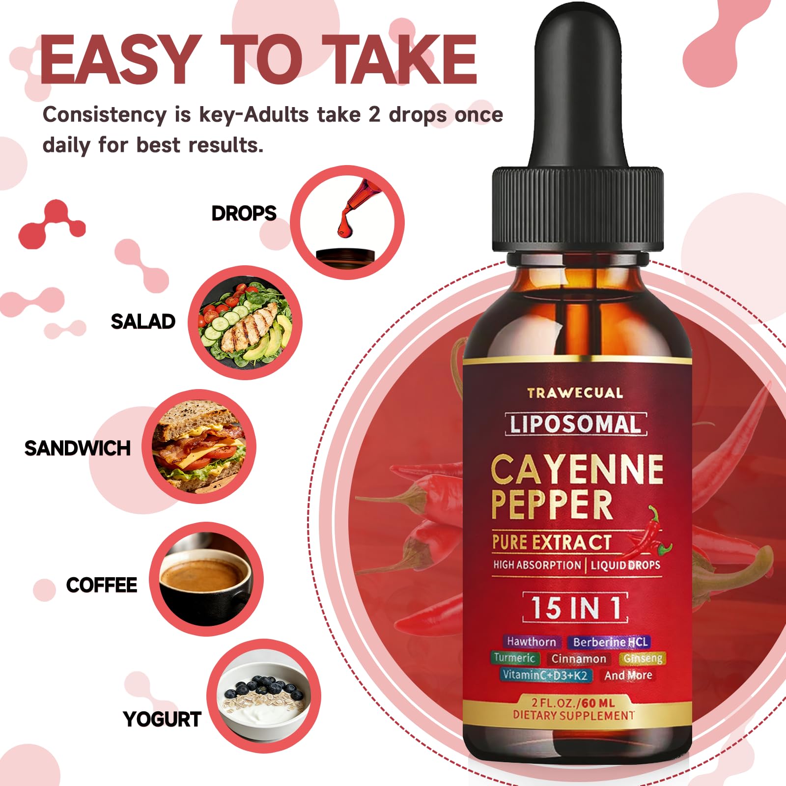 15-in-1 Liposomal Cayenne Pepper Liquid Drops Supplement, 60ml, 2 Fl Oz — Amazon image 7