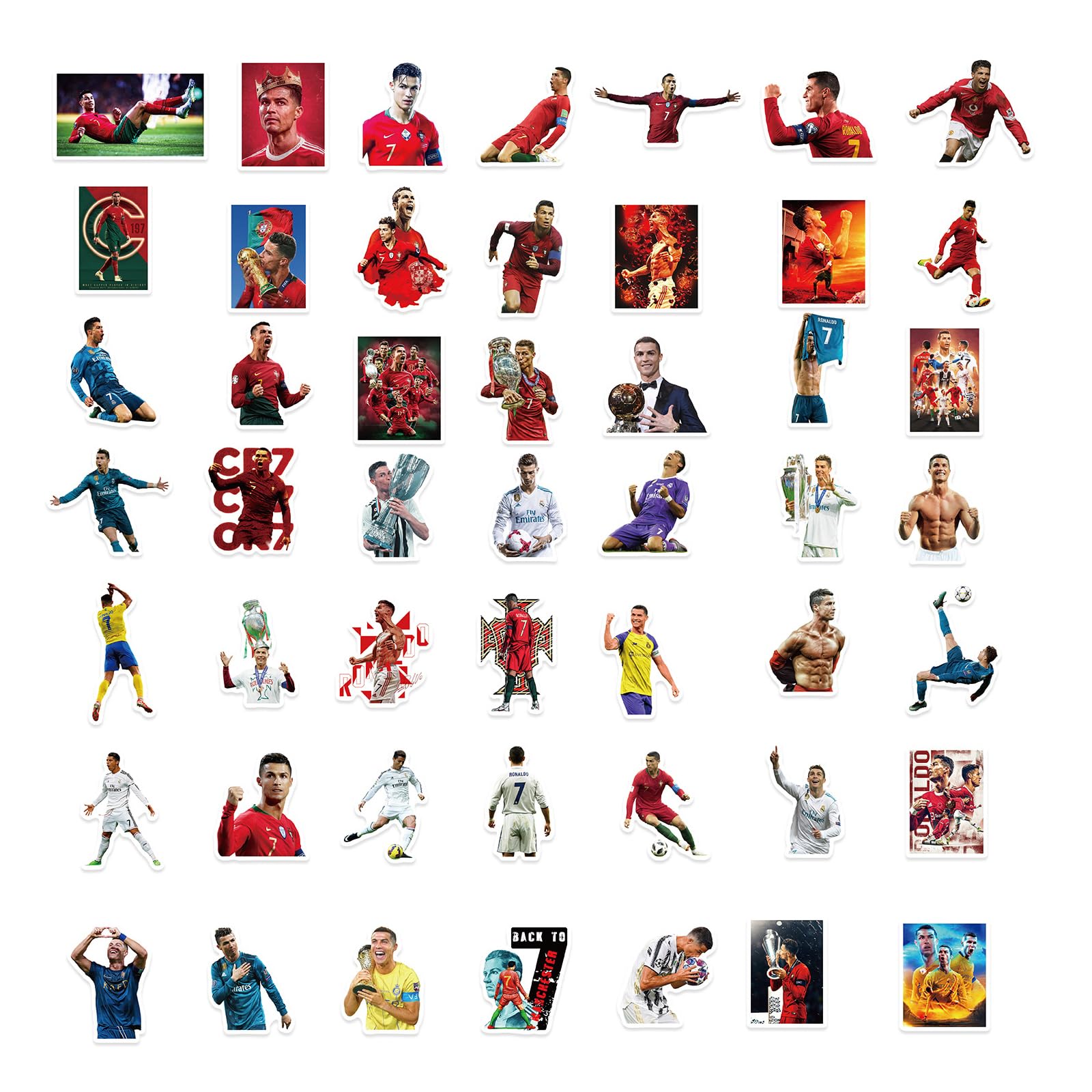 Autocollants Cristiano Ronaldo Vinyle Imperméables Lot de 50 Stickers Football