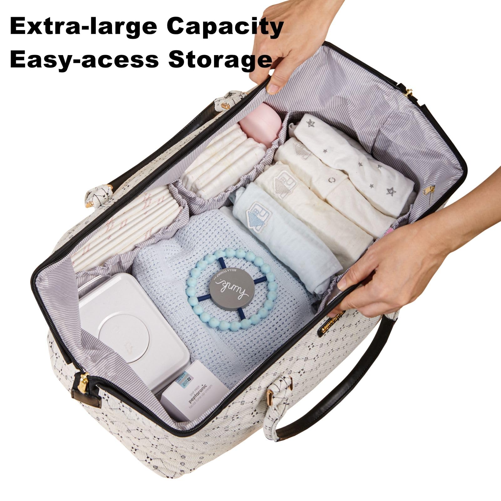 Sunveno Borsa per pannolini da viaggio, borsa per pannolini regolabile, borsa per passeggino, organizer per bambini, grande capacità, borsa per pannolini per maternità