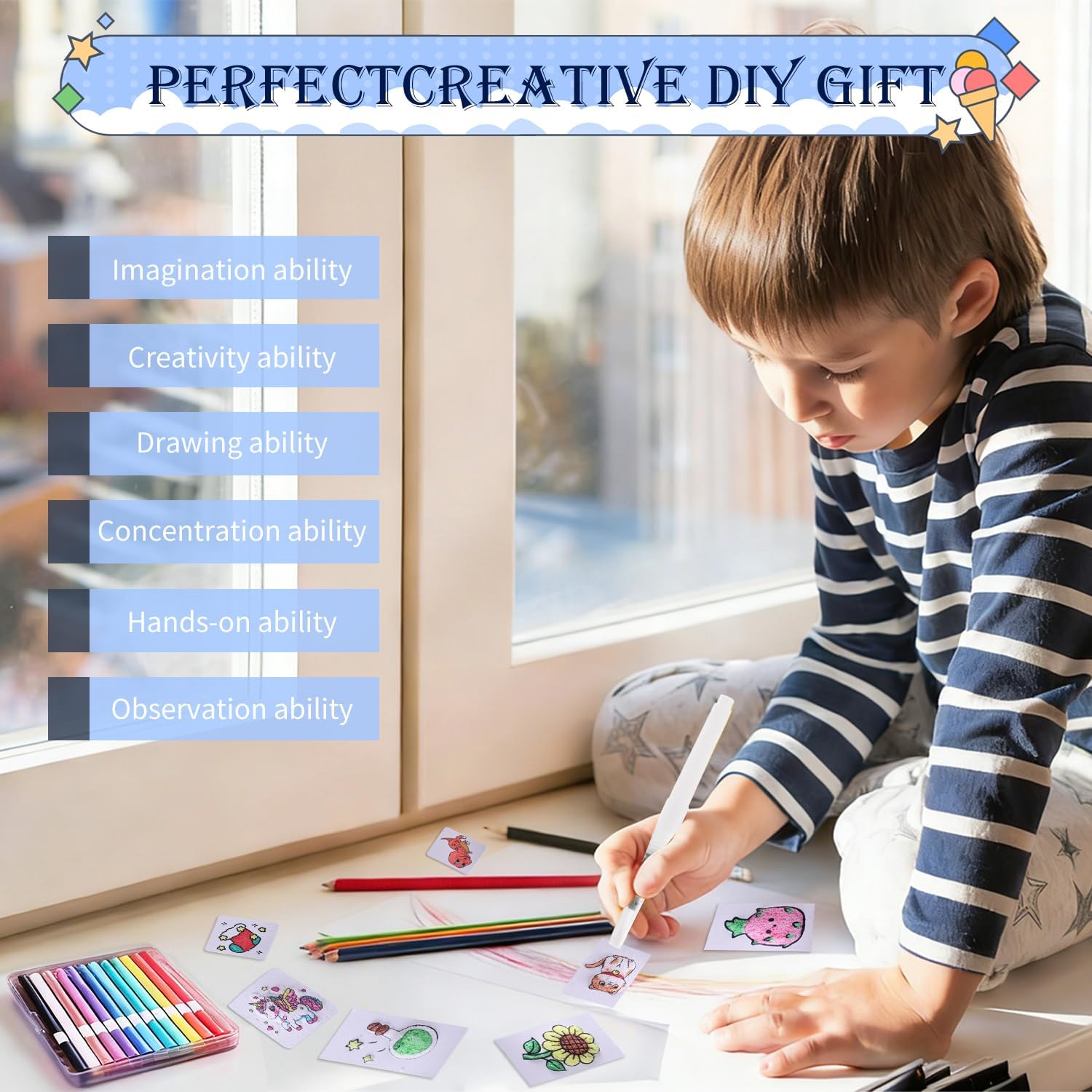 Liktoy 72Pcs Magic Foam Texture Painting Kit, 44Pcs Foam Texture Paper, 24 Colorful Brush, 2 Water Brushes, 3D Effect Texture Painting Set, Ideal for Halloween, Christmas, Birthday Gifts
