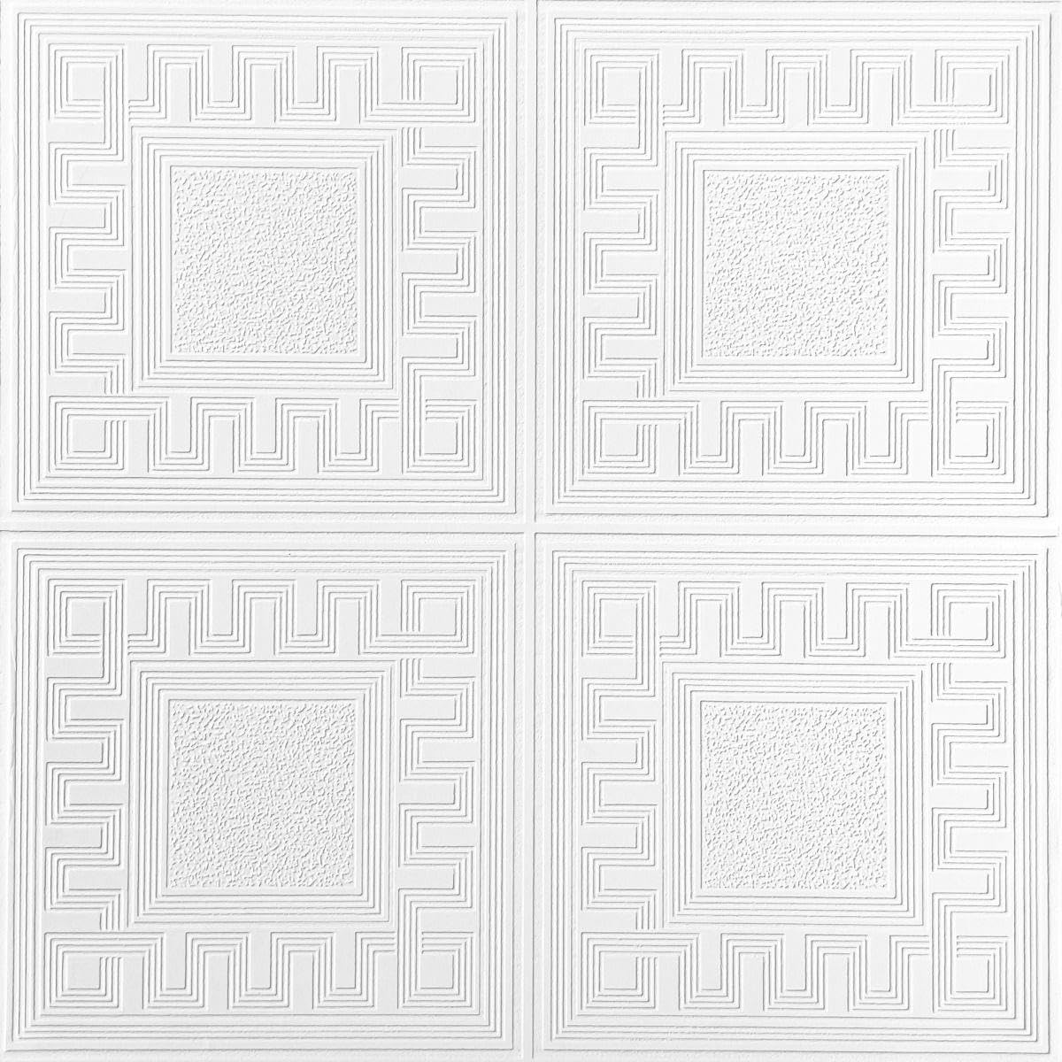 Richmond White Greek Key Wallpaper - Paintable Textured Trendy Feature Wall - Modern Contemporary Blown Vinyl