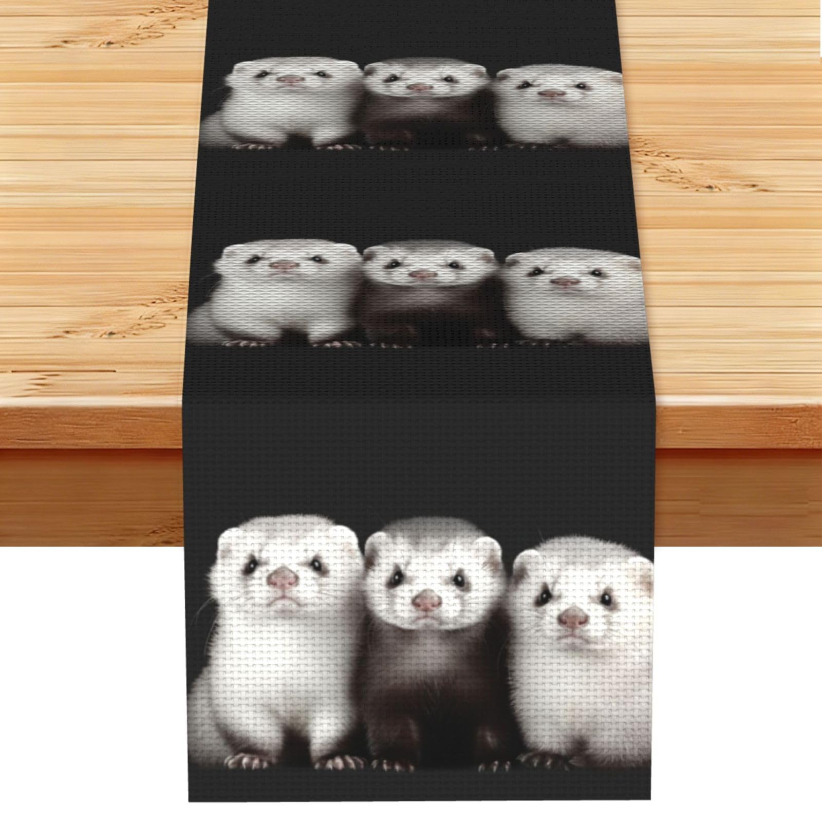 Fodpand Black Rustic Cotton Linen Table Runner, Ferrets Table Runners 13 X 72 Inches, Modern Elegant Farmhouse Tablecloth, Washable Kitchen Dining Table Decoration For Home Party Decor