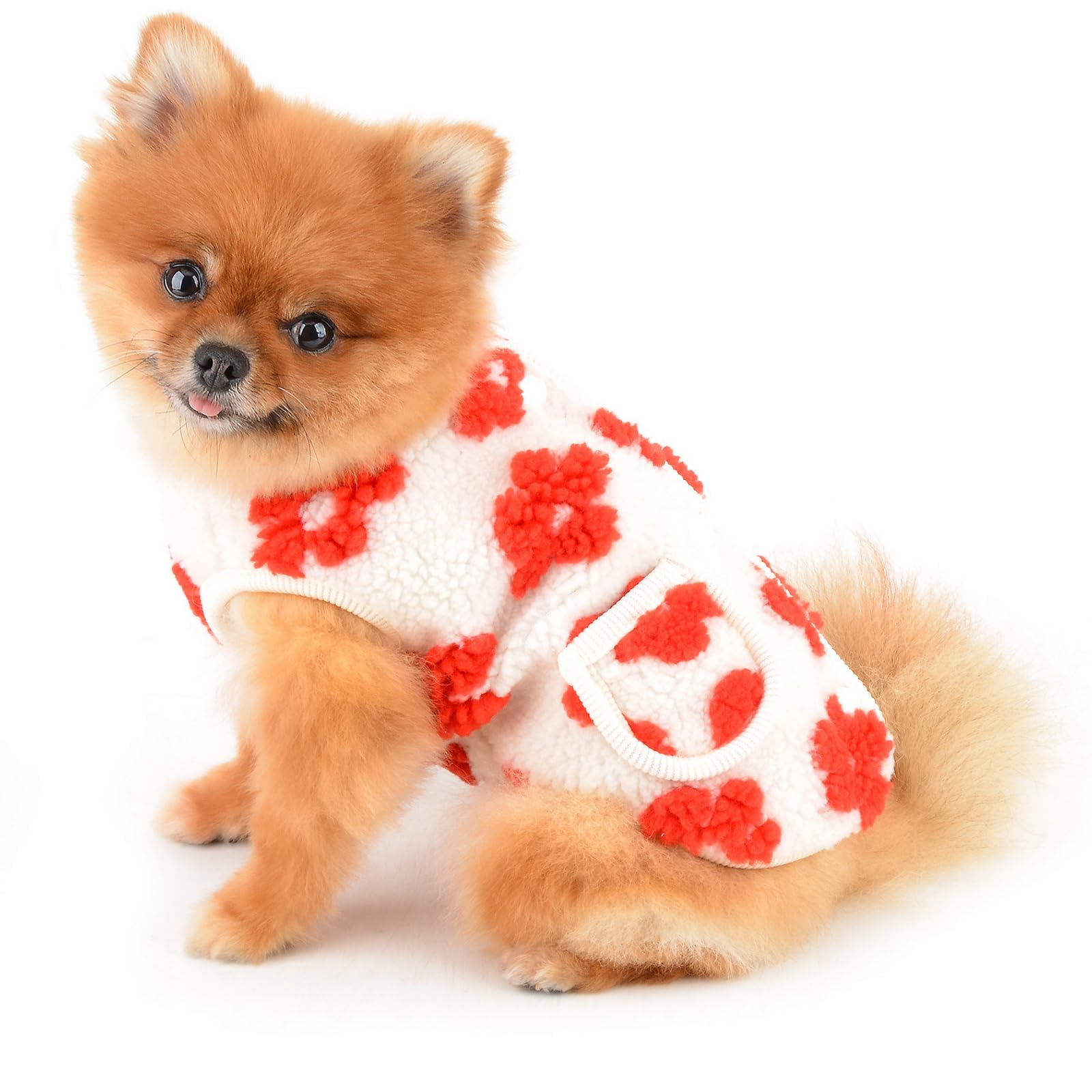 Amazon.co.jp: ペット服 犬 服 秋冬 小型犬 暖かい 花柄 フリース