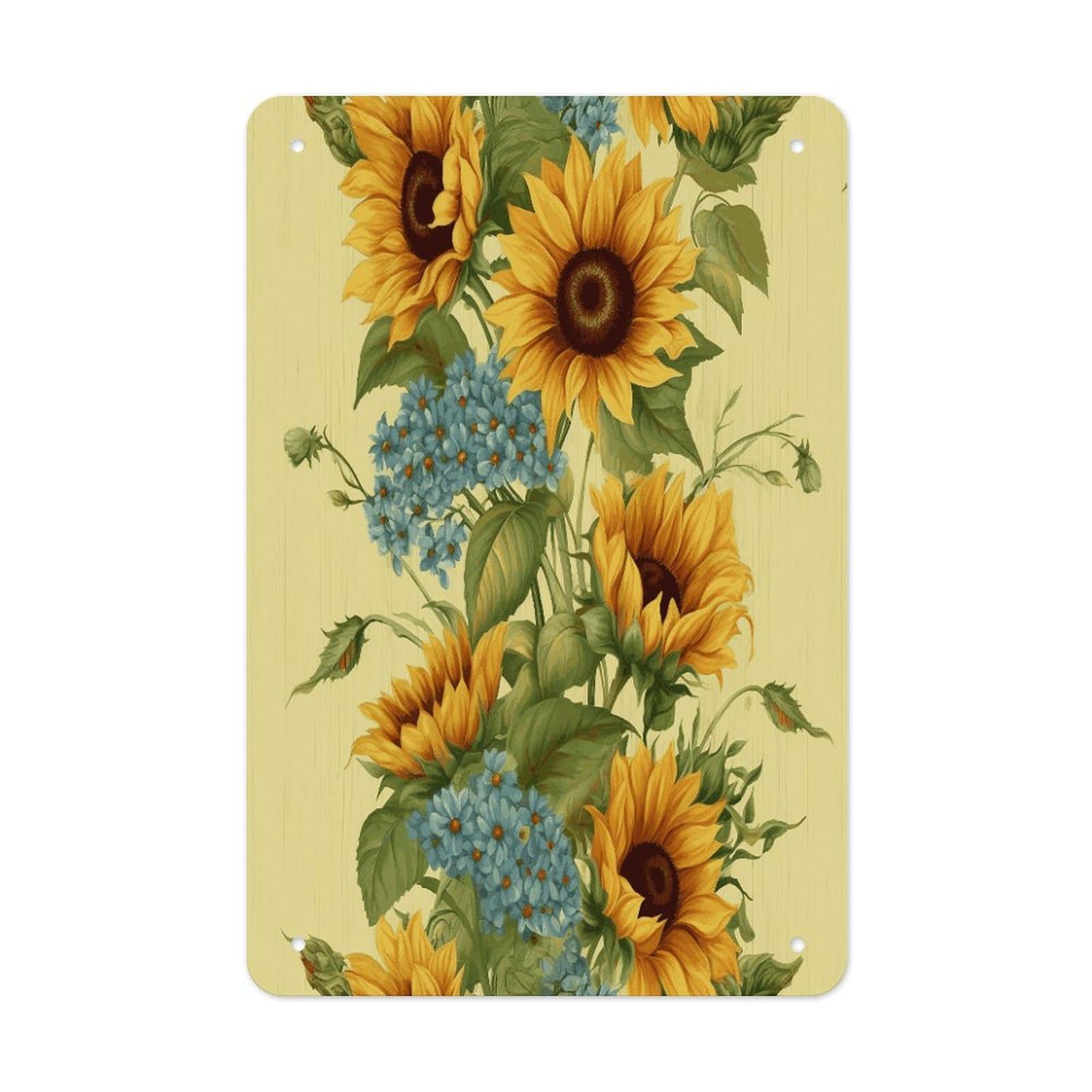 LDGSUPH Sunflowers Wall Art Prints Folded Edge Iron Sheet Painting with Holes for Wall Prints Decorative Picture Metal Signboard Decor Painting for Outdoor Indoor Wall Decor