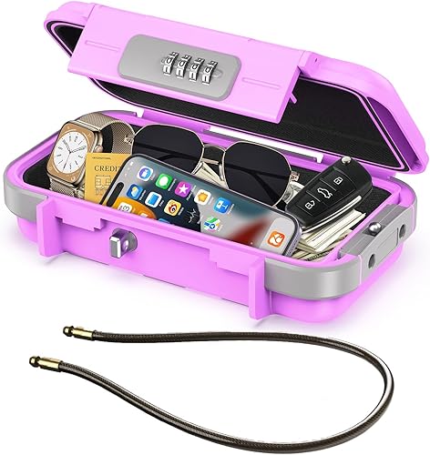 LOFICOPER Caja fuerte portátil, caja de seguridad de viaje, caja de bloqueo de playa impermeable, caja de seguridad personal, con código de