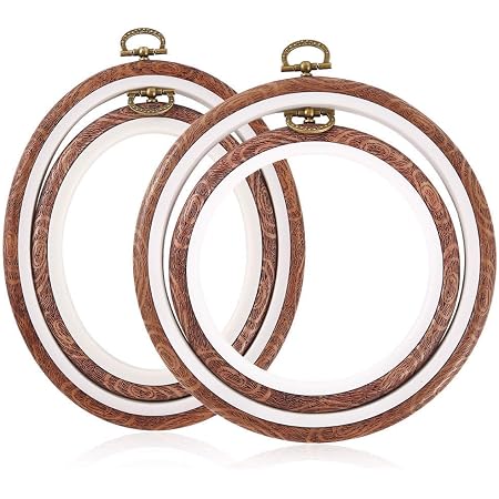 Set 5 Cercles à Broderie Ronds + 16 Aiguilles Dorées - Pour Couture, Point De Croix Et Loisirs Créatifs