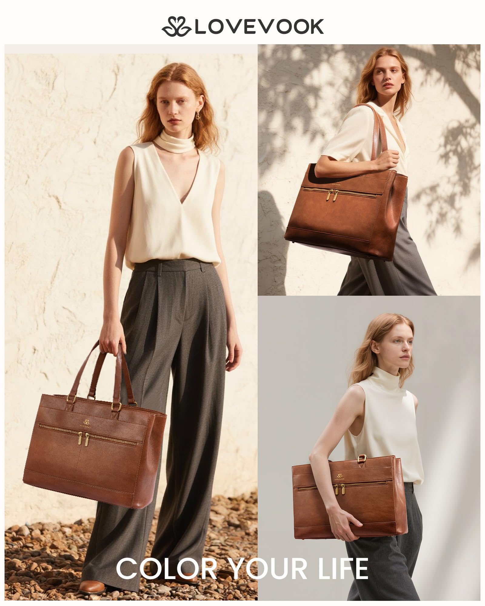 LOVEVOOK Bolso de mano para mujer, bolso de trabajo, bolso de profesor, bolso de la compra, bolso de piel sintética, maletín para mujer, bolso de mano para mujer, bolso de negocios para oficina