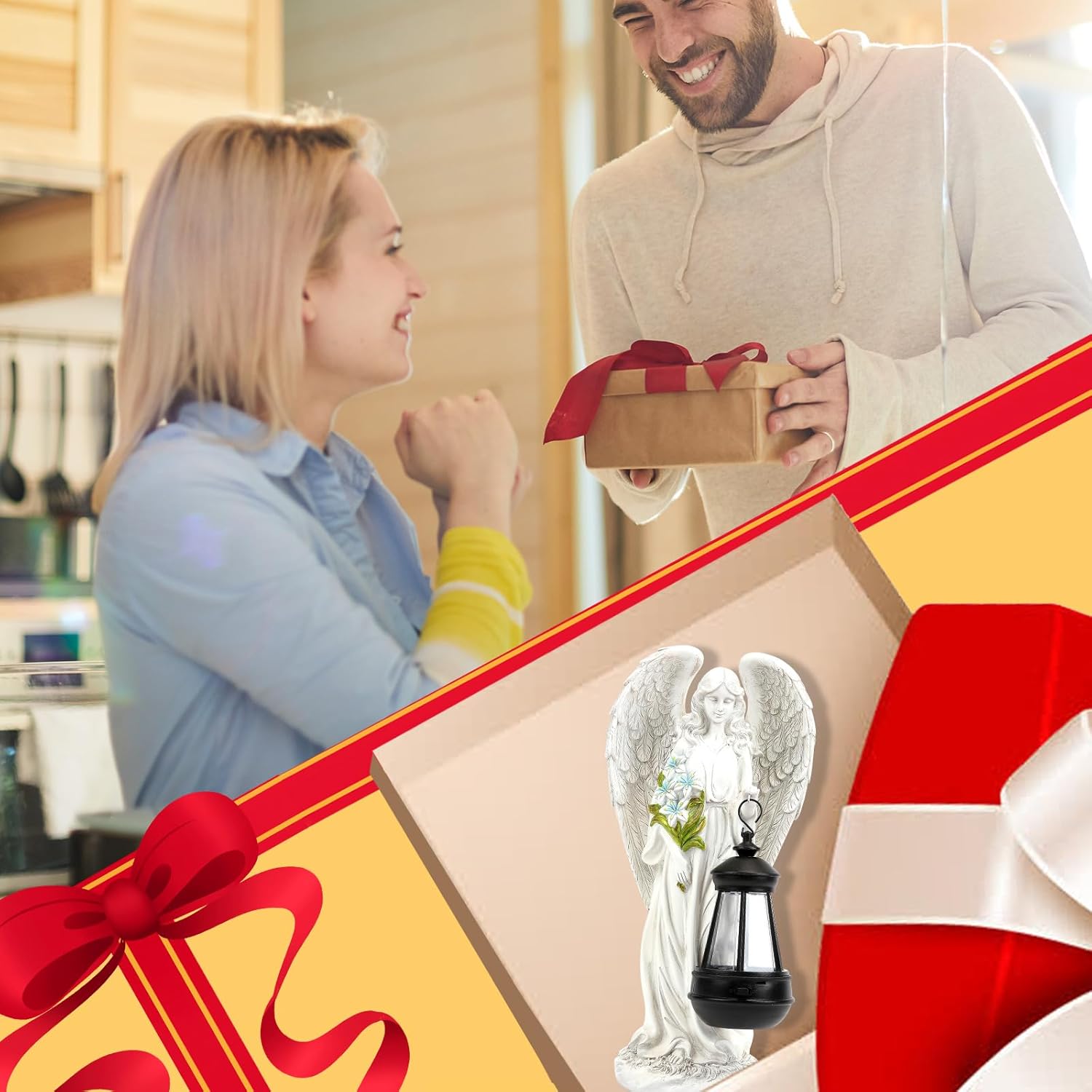 Solar Angel Outdoor Garden Decor Statues – 13.2 inches Solar Outdoor Sculptures for Outside Yard Art Patio Balcony Front Lawn Ornaments Gifts for Mom Grandma Women - Image 7