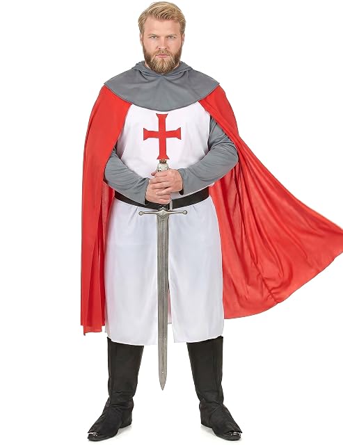 Foto 2 de 7 de DEGUISE TOI - Disfraz de caballero cruzado medieval para hombre - Túnica - Cinturón - Capa - Sobrebotas