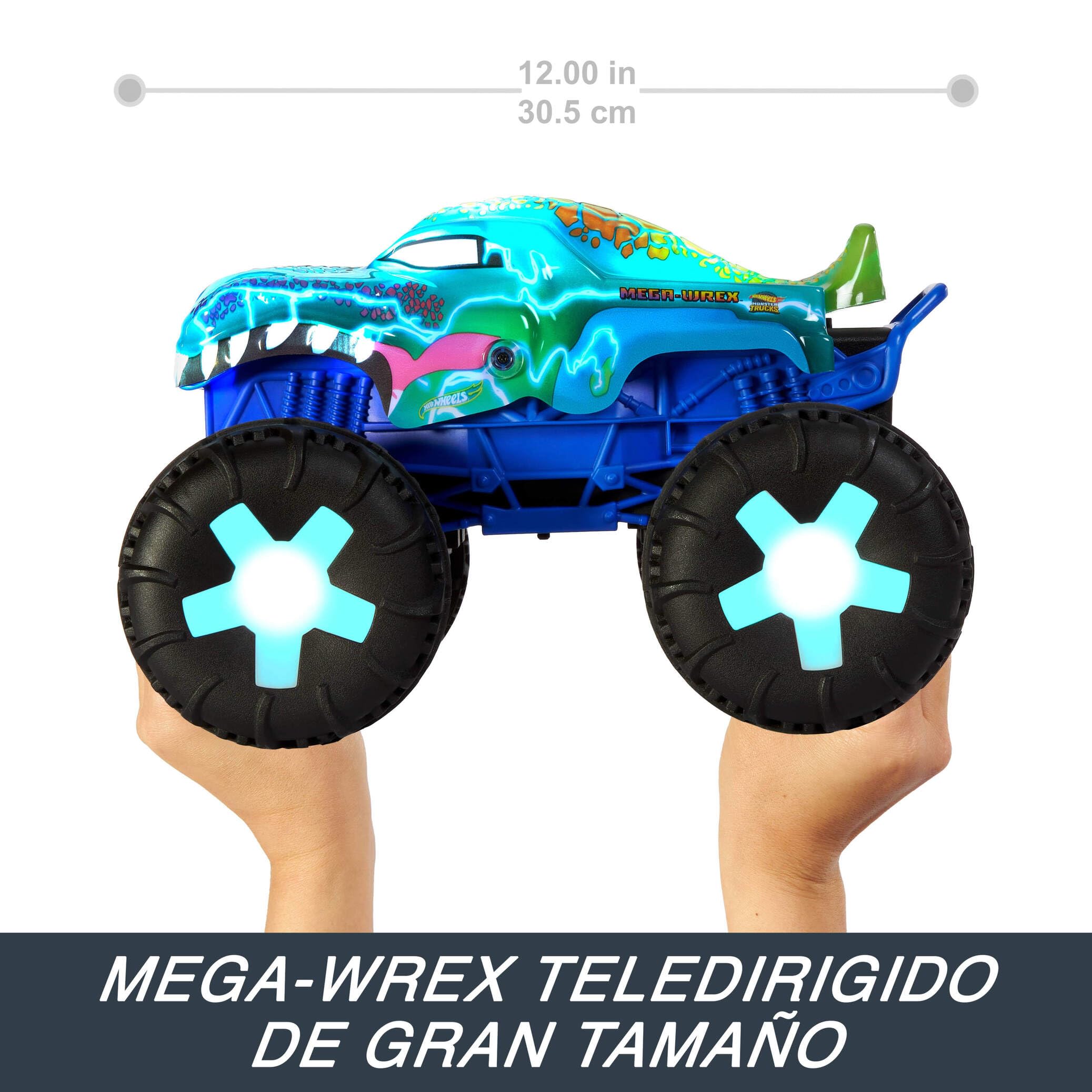 Hot Wheels Monster Trucks Coche teledirigido Mega-Wrex, coche de juguete radio control con luces, sonidos y 3 modos de juego, +5 años (JBD90)