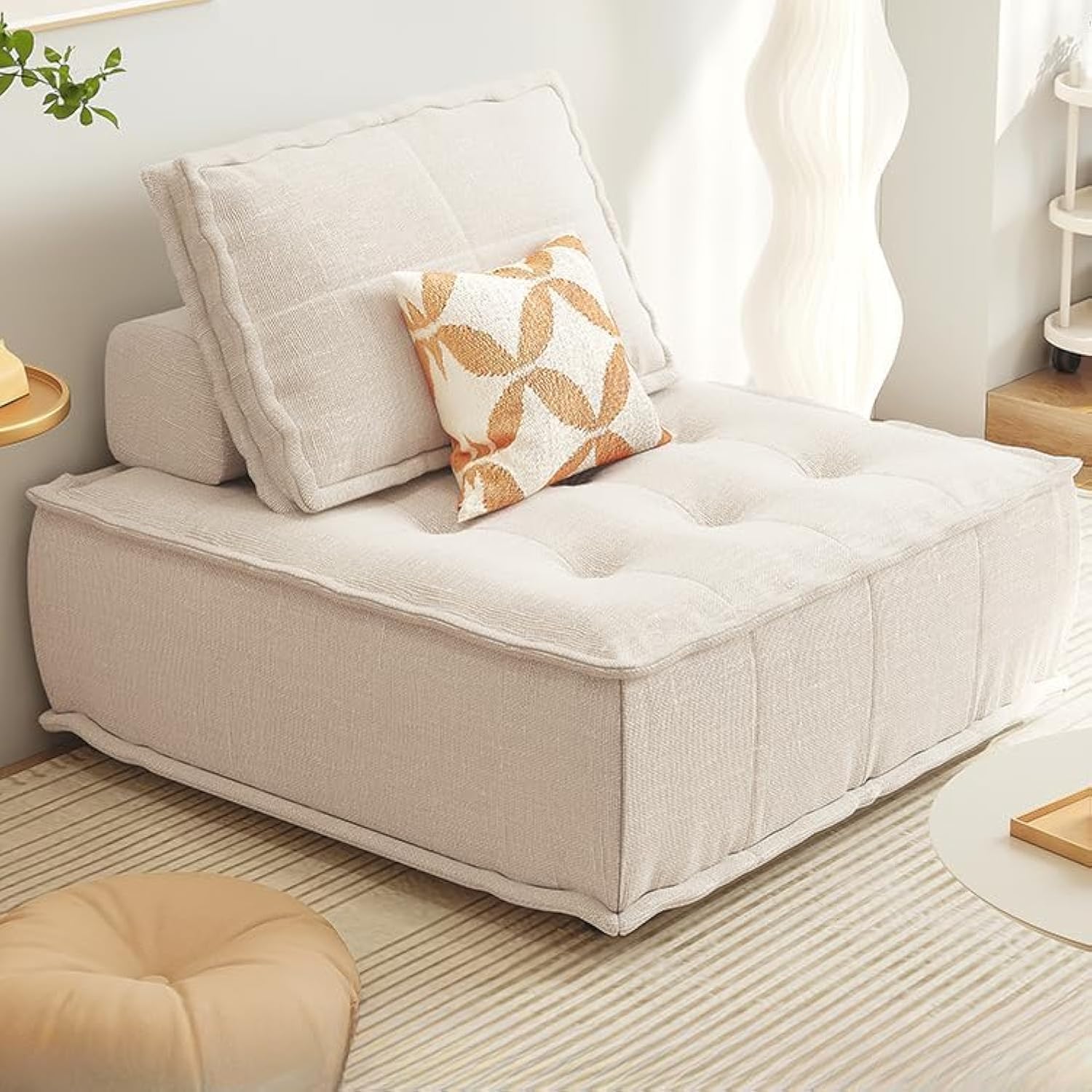 HAOWINS-PAN 72 * 72 * 37Double Small Sofa Cloth Lazy Sofa Square Combination Tatami Living Room Bedroom Small Flat Beancurd Block Sofa